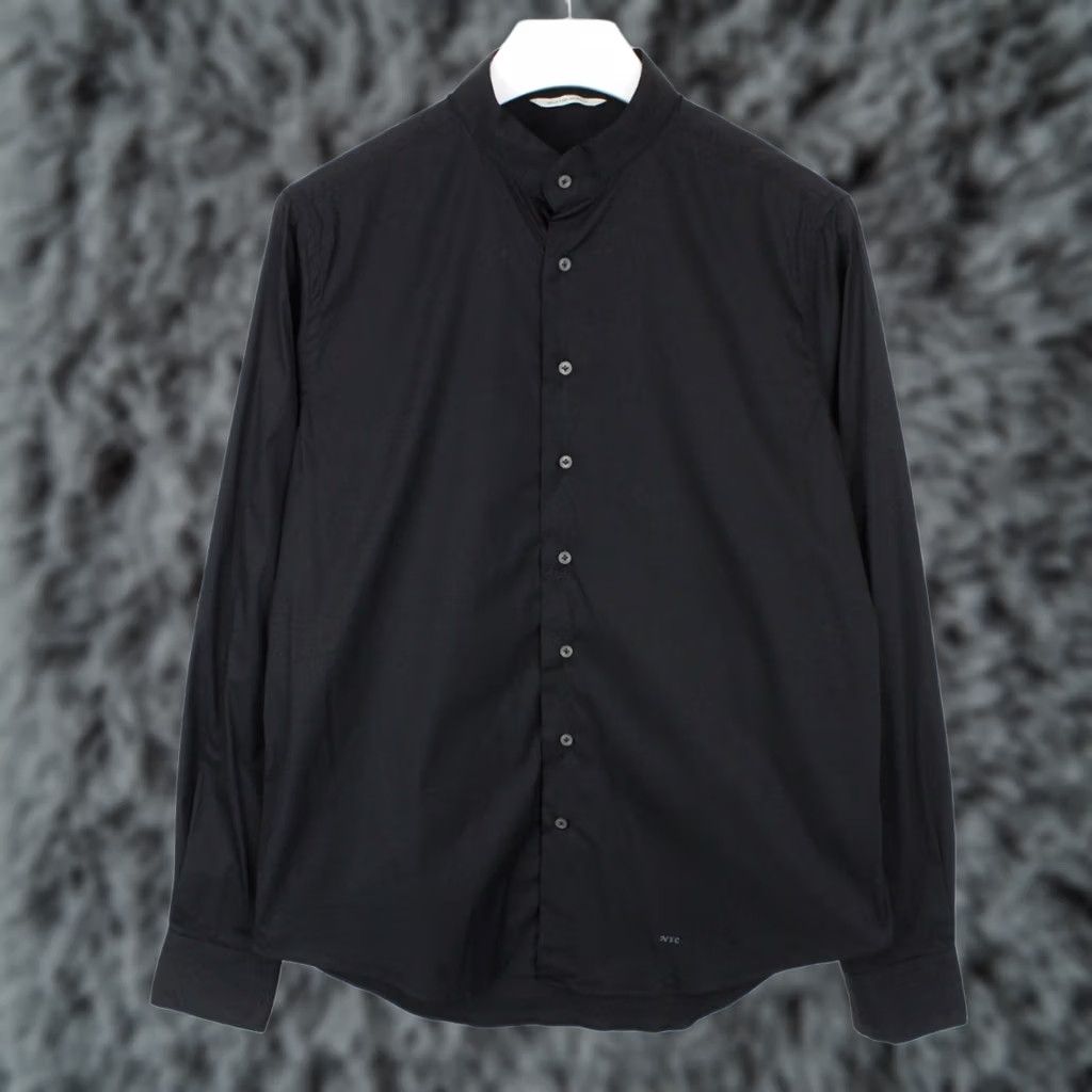 Suitsupply Suitsupply Slim Fit Shirt Men's XL Black Mock Neck Button Up Cotton Blend Shirt Size US XL / EU 56 / 4 - 1 Thumbnail