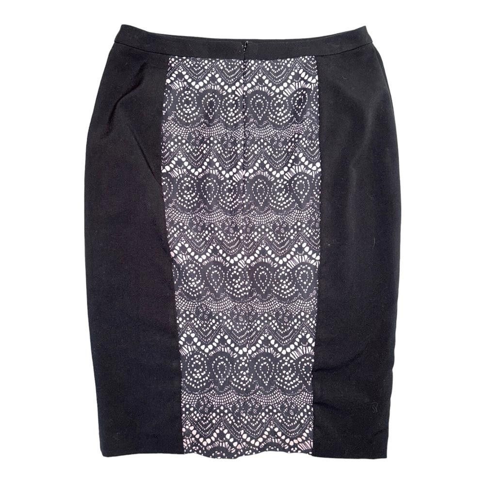 Designer Lace Print Knee Length Pencil Skirt Size 8 Size 30" / US 8 / IT 44 - 1 Thumbnail
