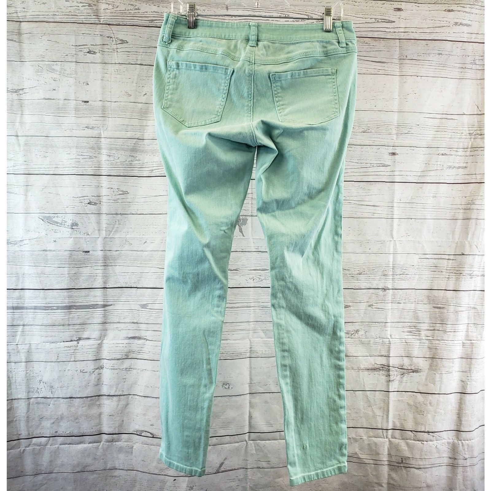 Vintage CAbi 322 Womens Thin Mint Skinny Jeans Sz 4 Green Mid Rise Cotton Blend Size 27" / US 4 / IT 40 - 3 Thumbnail