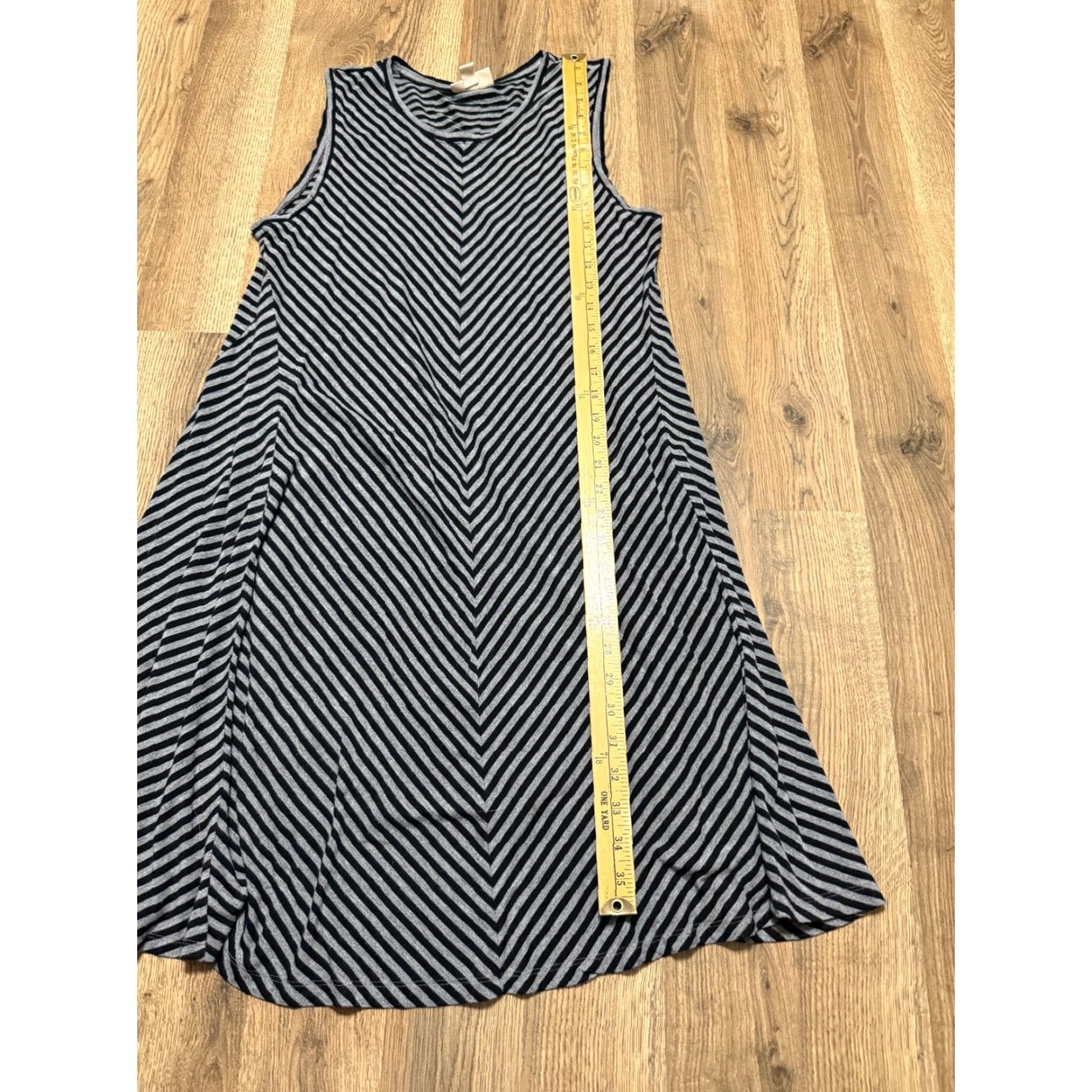 Vintage Style & Co. Dress Women's Size Large Gray Black Striped Tank Dress Size L / US 10 / IT 46 - 4 Thumbnail