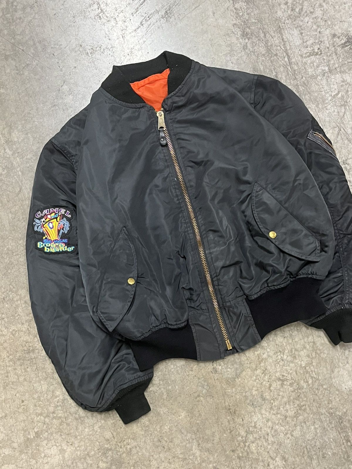 Vintage Vintage MA1 Flight Bomber Jacket camel patch grunge opium Size US L / EU 52-54 / 3 - 4 Thumbnail