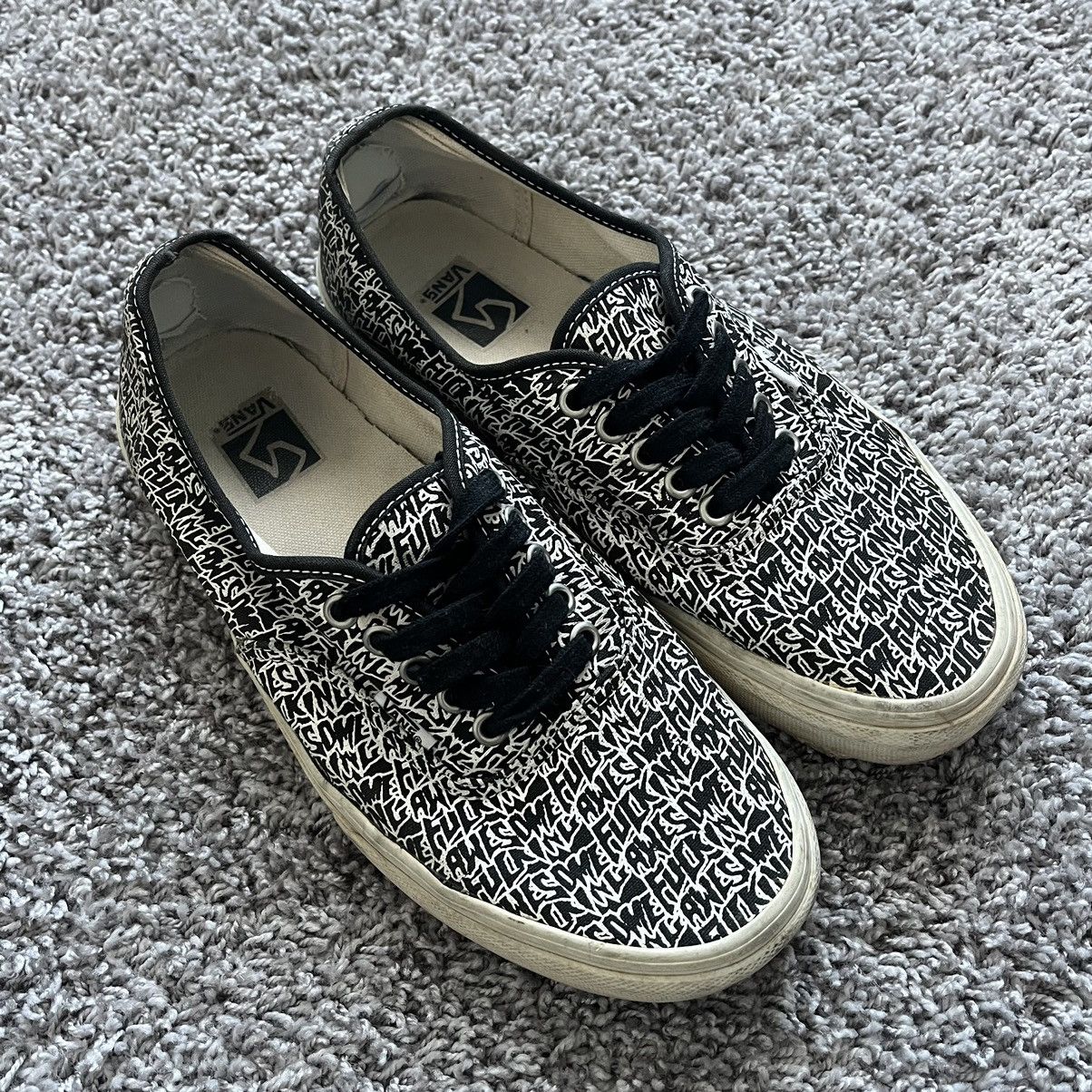 image of Og Fucking Awesome Vans Authentic All Over Print Size 9 Shoes in Black, Men's