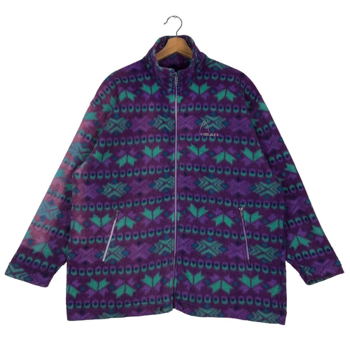 Japanese Brand 🔥90’s Vintage Navajo Aztec Fleece Jacket Head Japan Size US L / EU 52-54 / 3 - 1 Thumbnail