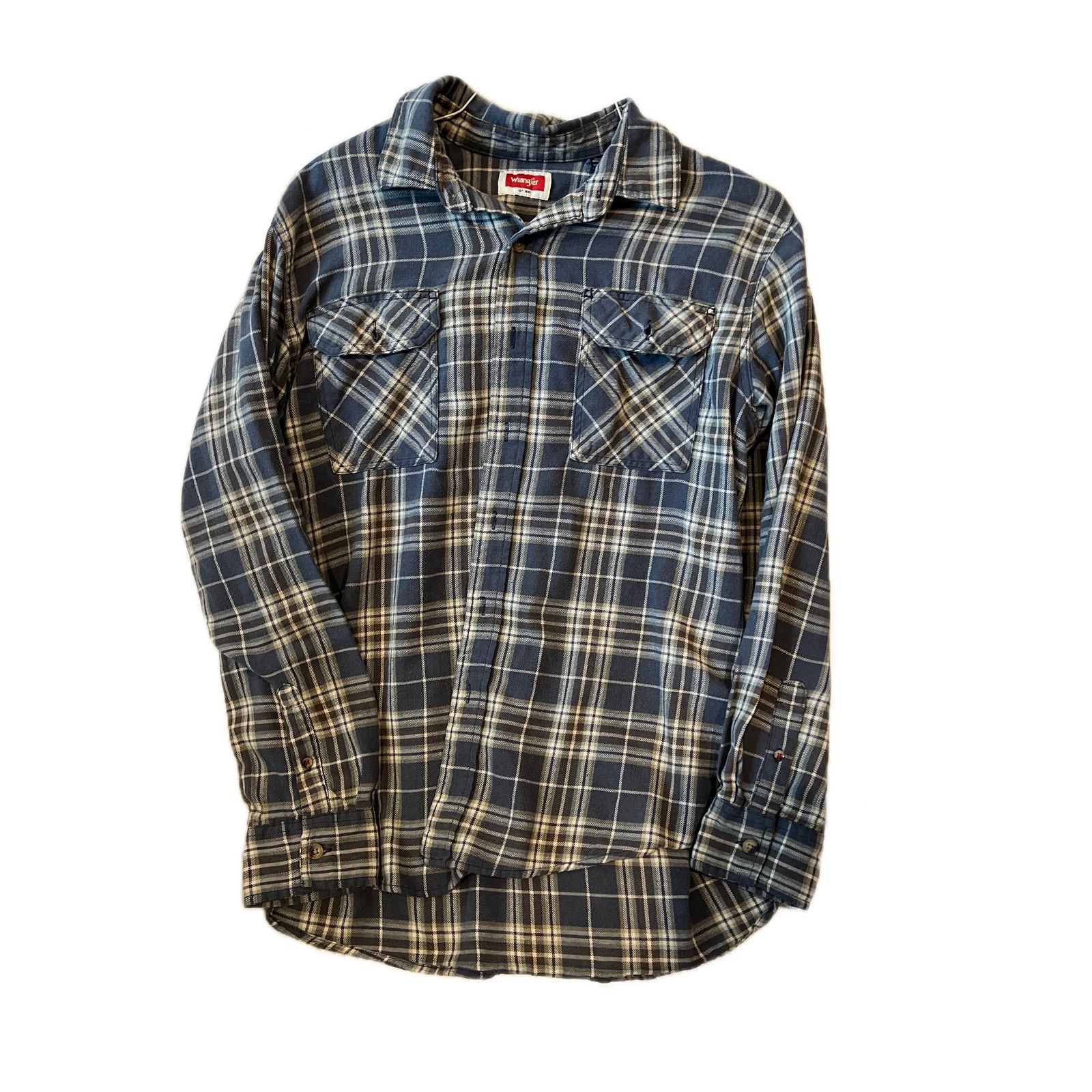 Wrangler Wrangler Blue Gray Checkered Flannel Mens L Size US L / EU 52-54 / 3 - 1 Thumbnail