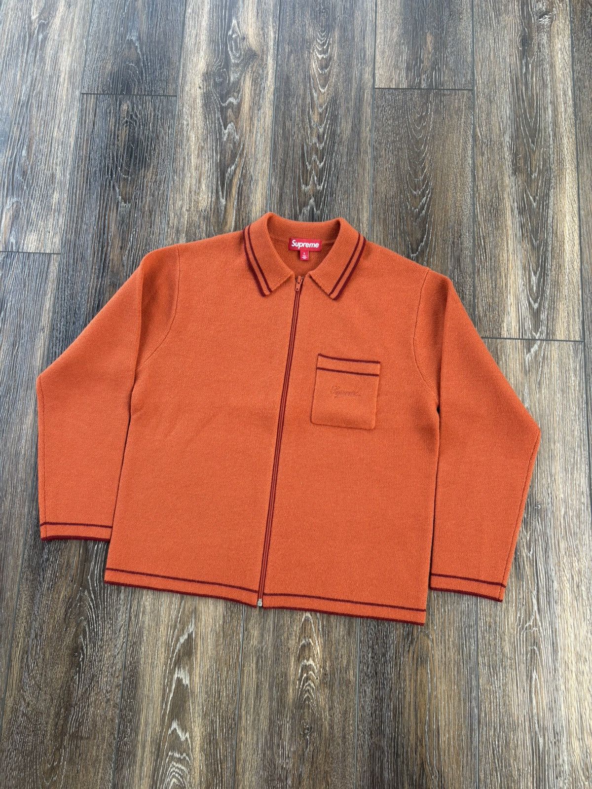 Supreme Supreme Zip Up Polo Sweater FW24 Orange | Grailed