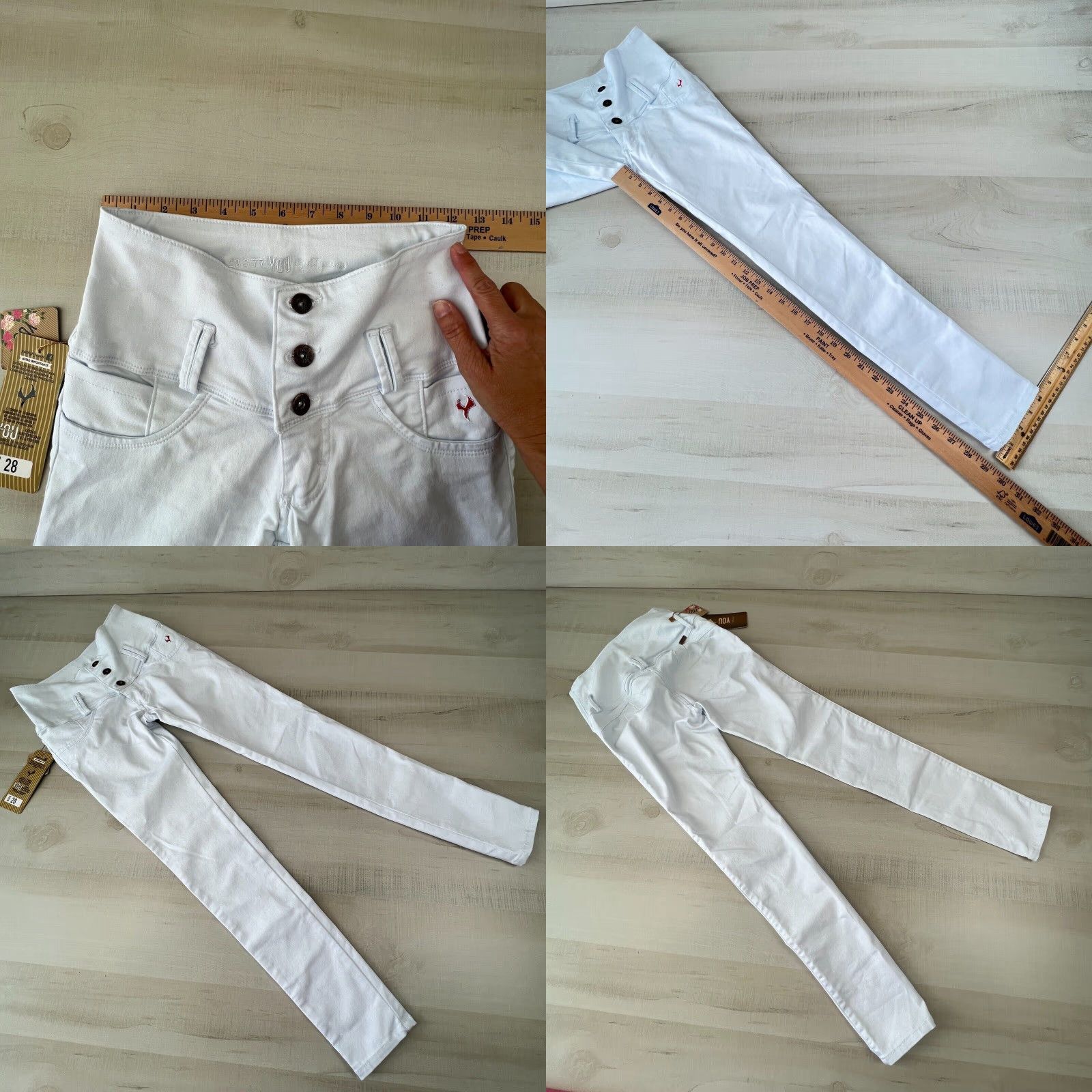 Vintage YOU Womens White Skinny Jeans Stretch 25 Waist Low Rise Casual Cotton Size 42" / US 20 - 8 Thumbnail