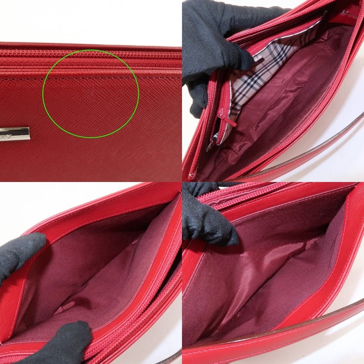 Burberry Burberry Saffiano Shoulder Bag Red Size ONE SIZE - 7 Thumbnail