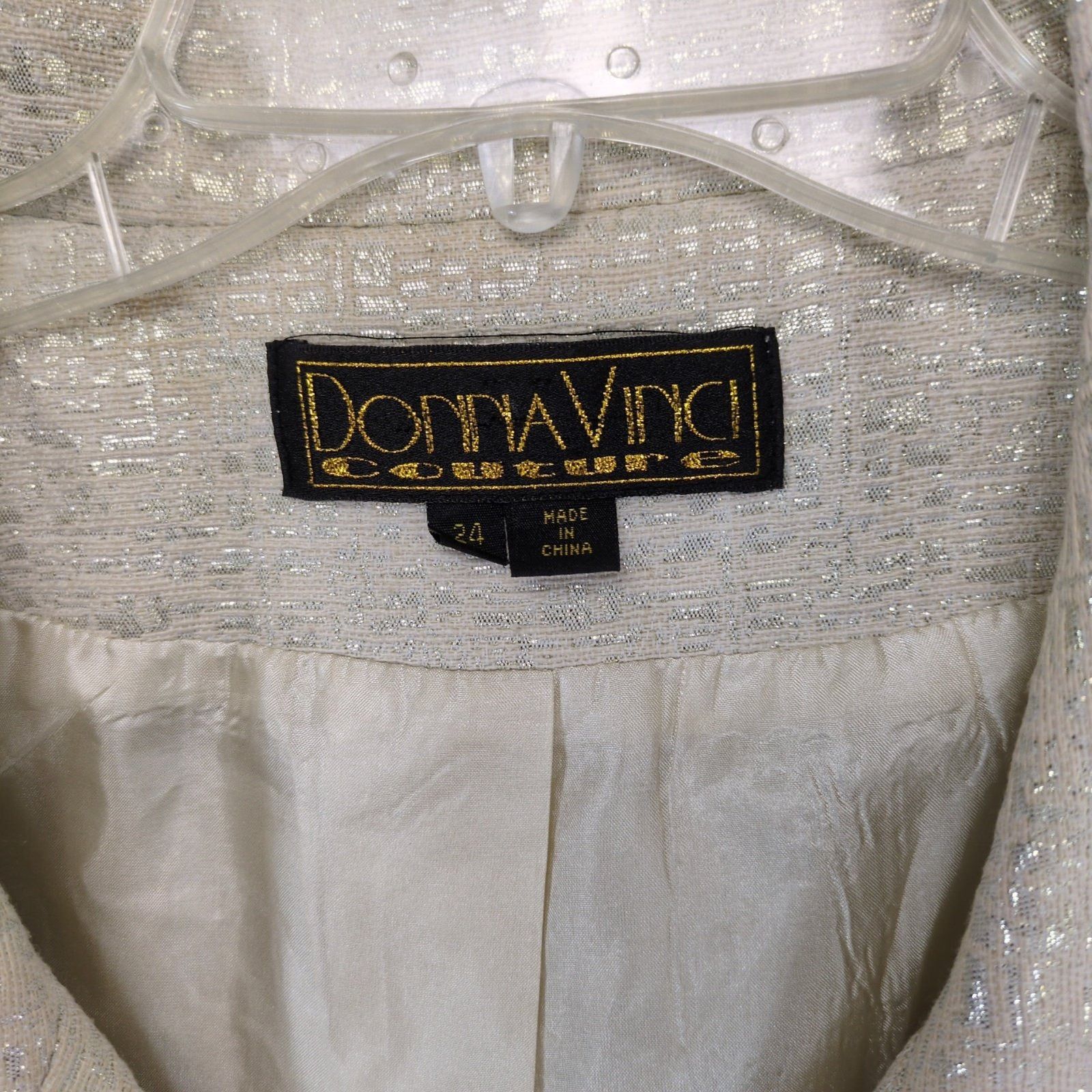 Vintage Donna Vinci Couture Women's 24 Gold Metallic Blazer Jacket Size 4XL / US 24-26 - 2 Thumbnail