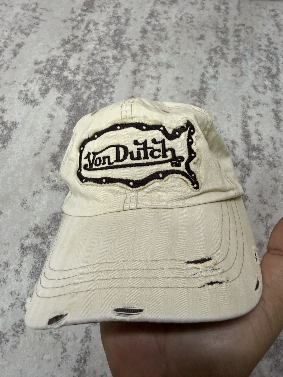 Von Dutch Vintage Von Dutch DistressedDesign CreamWhite Adjustable Cap Size ONE SIZE - 6 Thumbnail