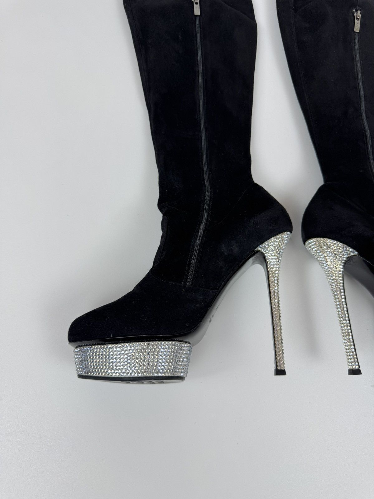 Le Silla LE SILLA HIGH HEEL BLACK SUEDE OVER THE KNEE Crystal BOOTs Size US 10 / IT 40 - 3 Thumbnail