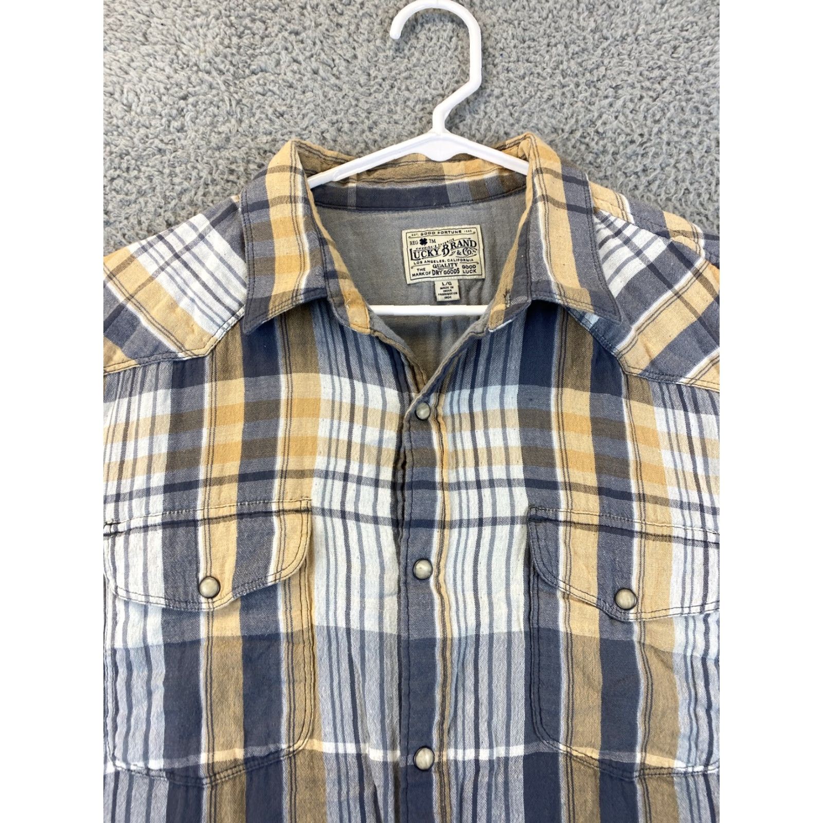 Lucky Brand Lucky Brand Dress Shirt L Plaid Multicolor Long Sleeve Button-Down Classic Mens Size US L / EU 52-54 / 3 - 3 Thumbnail