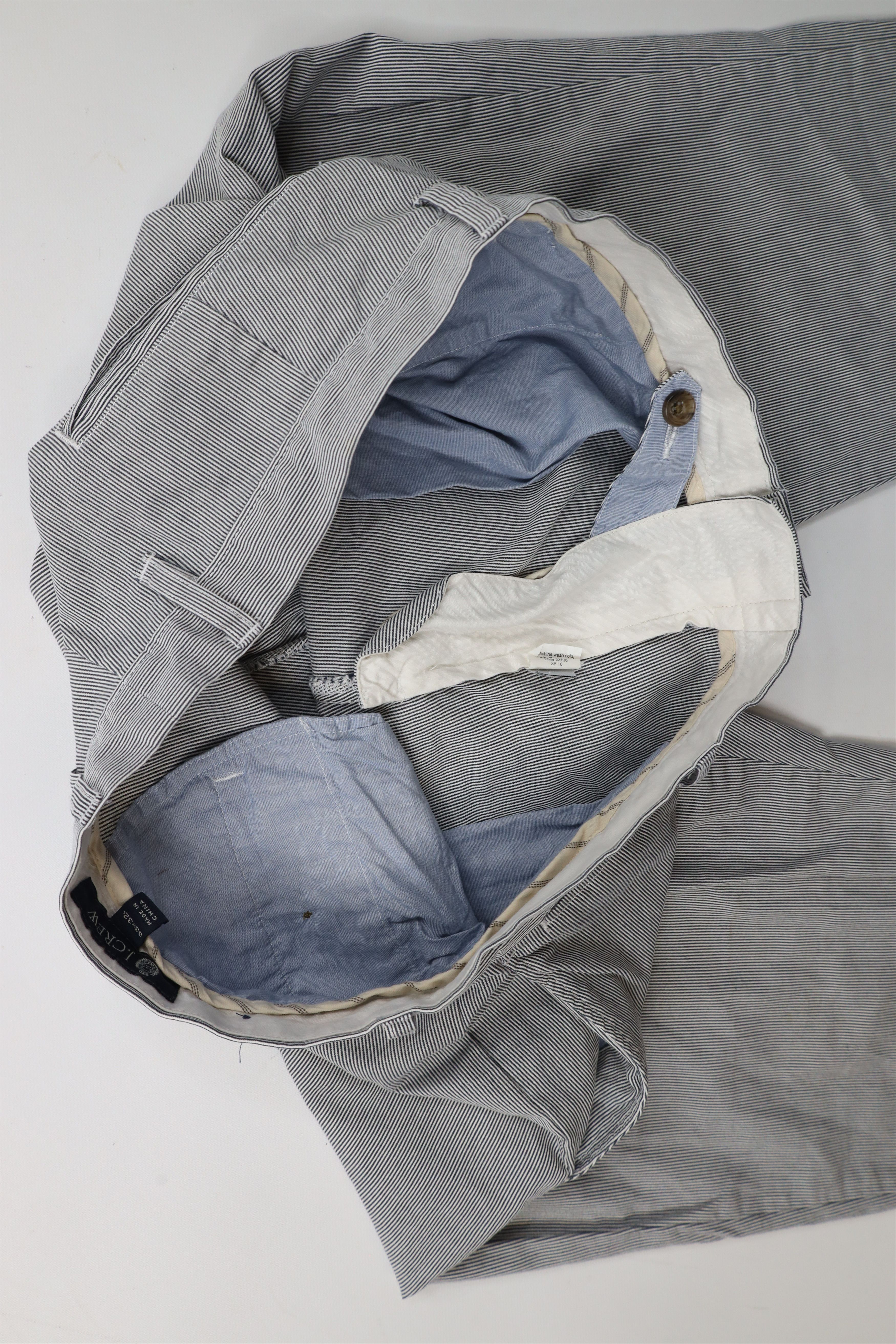 J.Crew × Vintage Vintage J Crew Seersucker Straight Leg Chino Pants Cotton Size US 33 - 8 Thumbnail