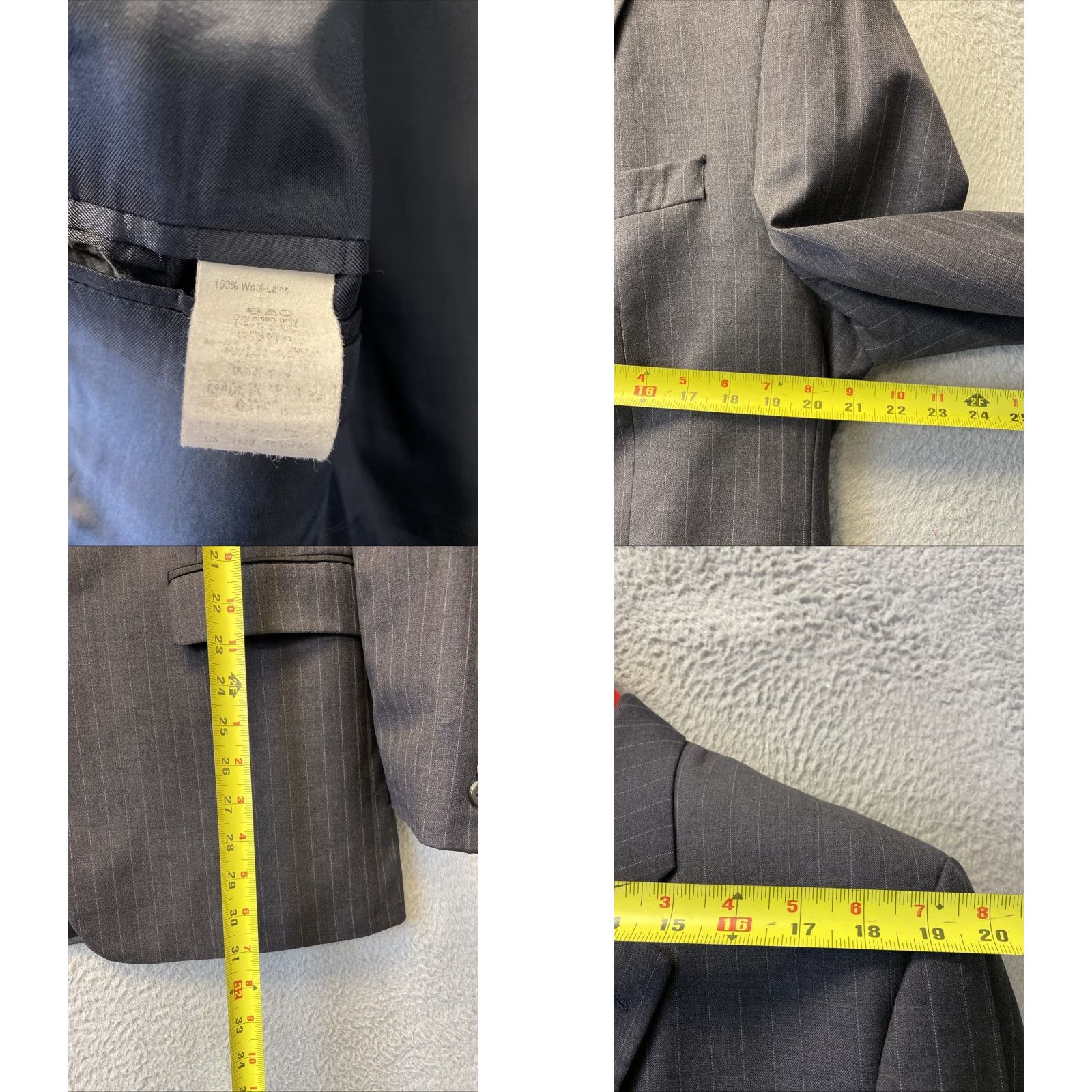 Ralph Lauren Ralph Lauren Sport Coat Blazer Mens 42R Wool Gray Striped Single-Breasted Notch Lapel 4-Button Sleeve Regular Fit Size 42 Mens Size 42R - 8 Thumbnail