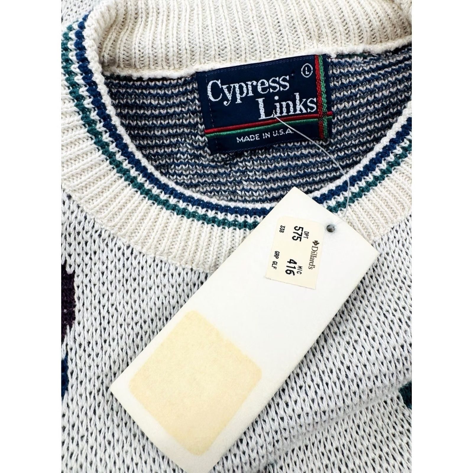 Vintage CYPRESS LINKS - NEW w TAG - Vintage Old Stock Golf USA L Masters Sweater Shirt Mens Large Cream Pullover" Size US L / EU 52-54 / 3 - 5 Thumbnail