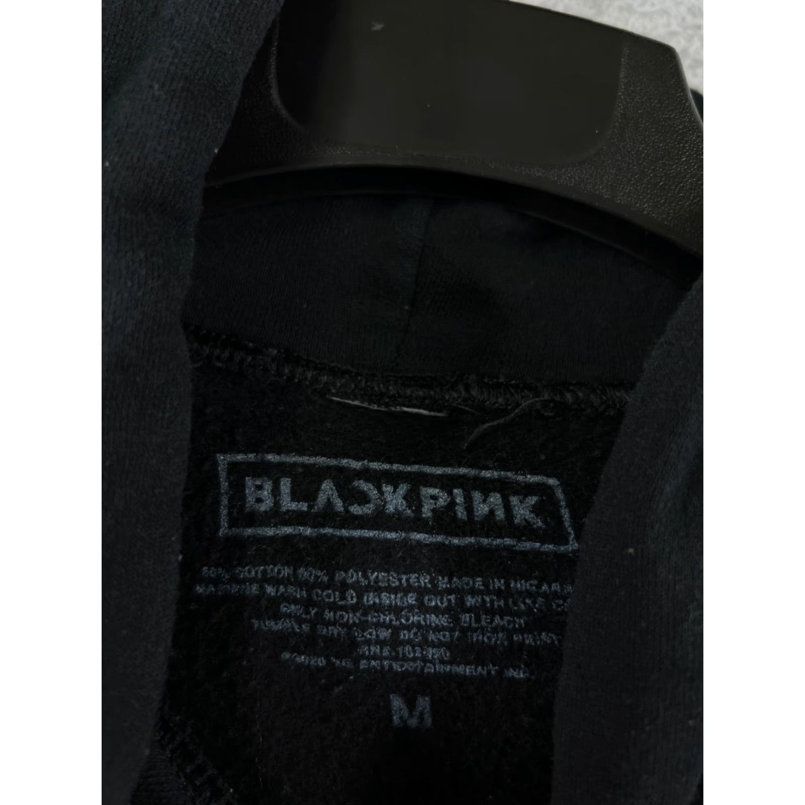 Vintage Black Pink Womens Hoodie Pullover 2020s KPop Music Logo Solid Long Sleeve Cotton Black Medium Size M / US 6-8 / IT 42-44 - 3 Thumbnail
