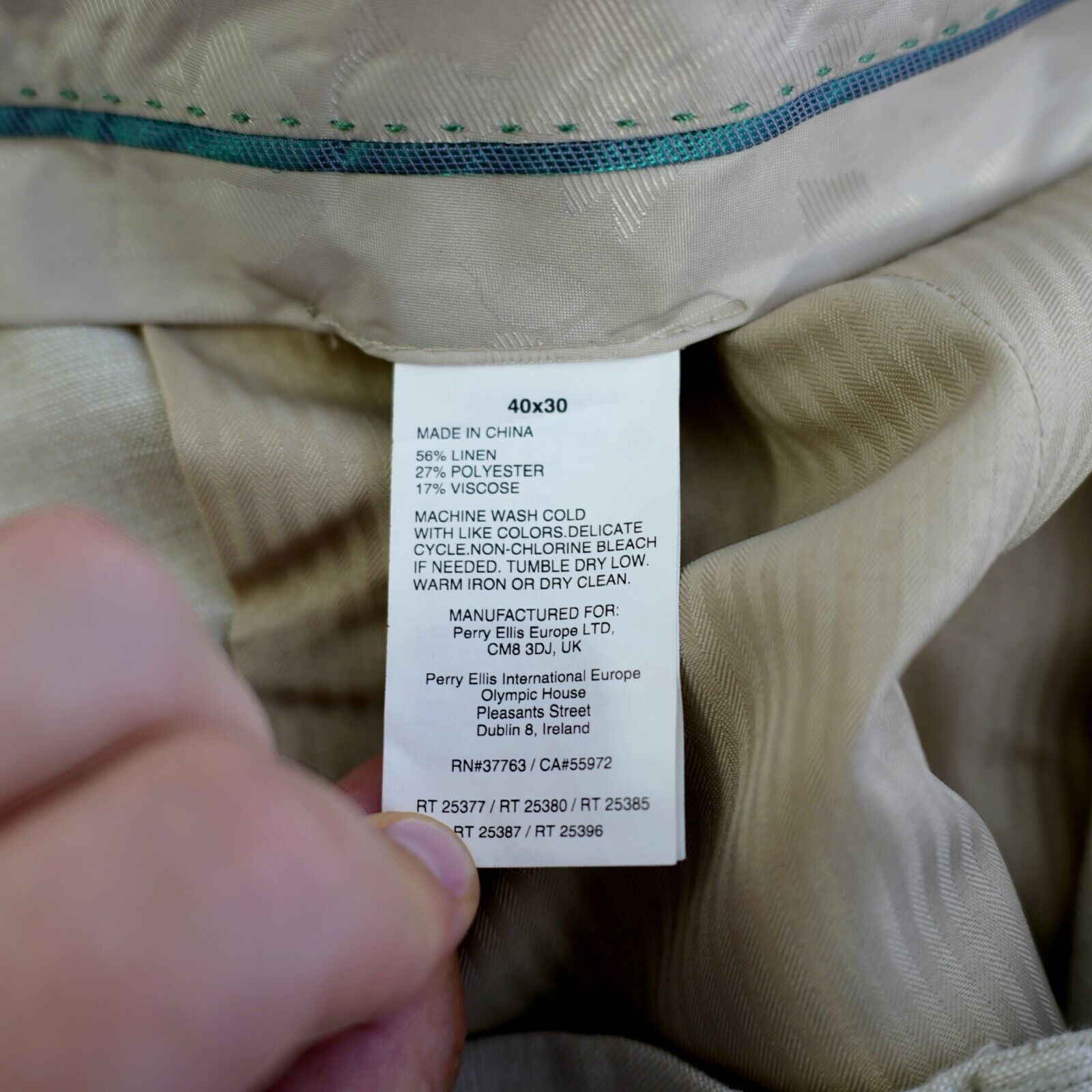 Cubavera Cubarvera Linen Blend Sand Tan 40/30 Dress Pants Flat Front Size 40R - 6 Thumbnail