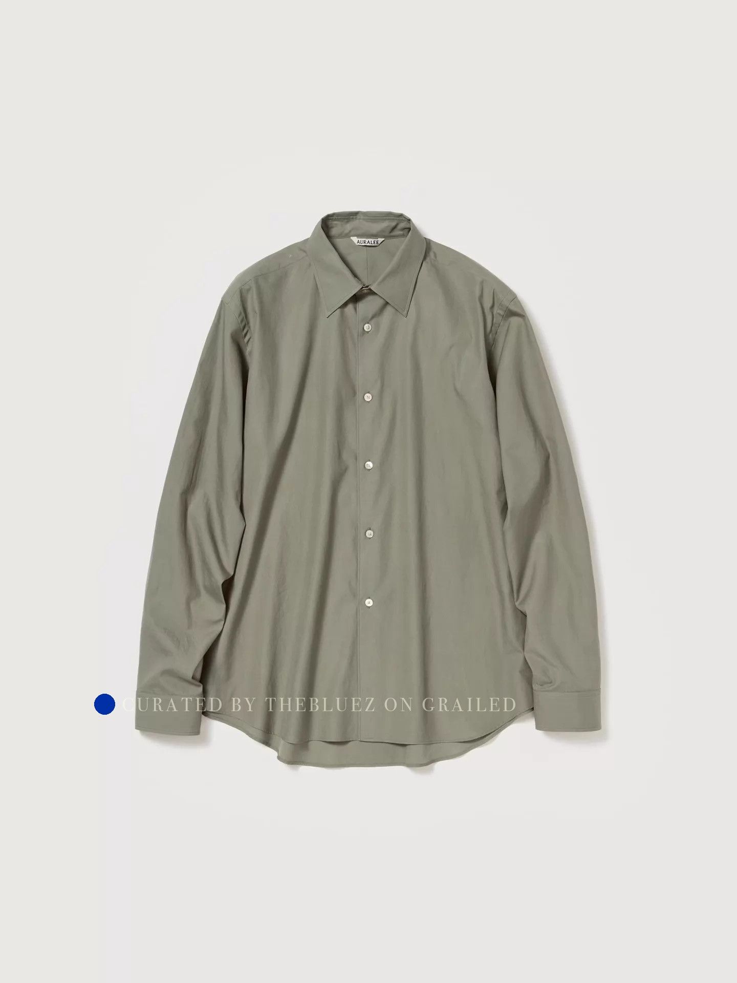 Auralee Washed Finx Twill Olive Button-Up Shirt Size US XL / EU 56 / 4 - 1 Thumbnail