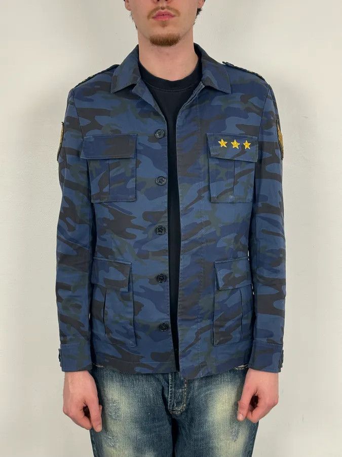 Daniele Alessandrini Daniele Alessandrini Navy Military Patch Blue Camouflage Shirt Jacket Size US M / EU 48-50 / 2 - 2 Thumbnail
