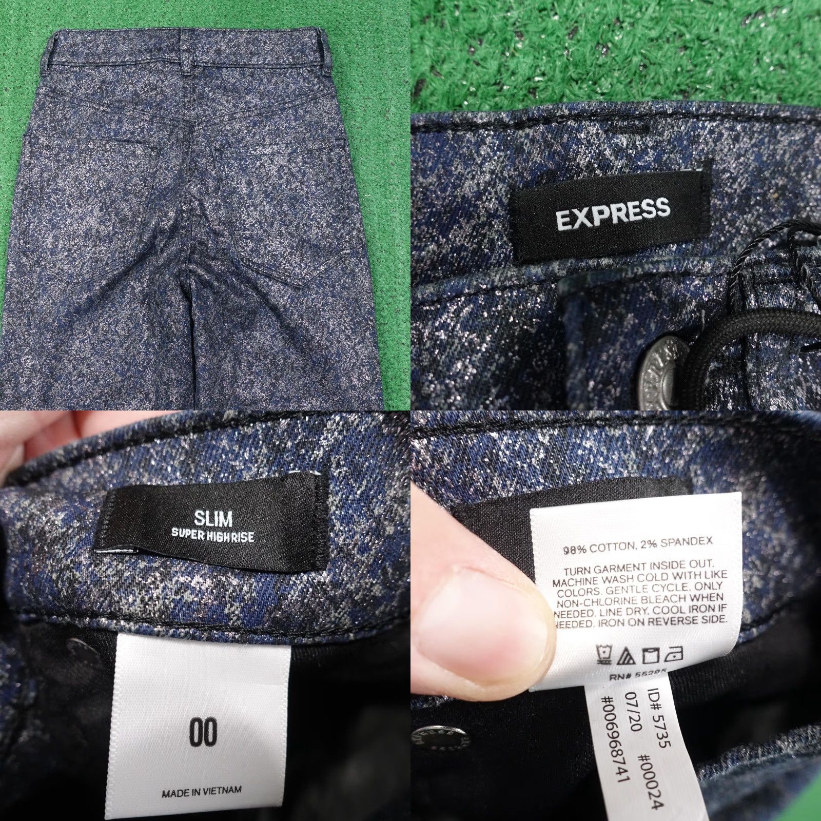 Express EXPRESS Jeans Women Slim Super High Rise 00 Blue Black Speckled Denim 27" Inseam Contemporary Stretch Womens Jeans Size 24" / US 00 / IT 34 - 8 Thumbnail