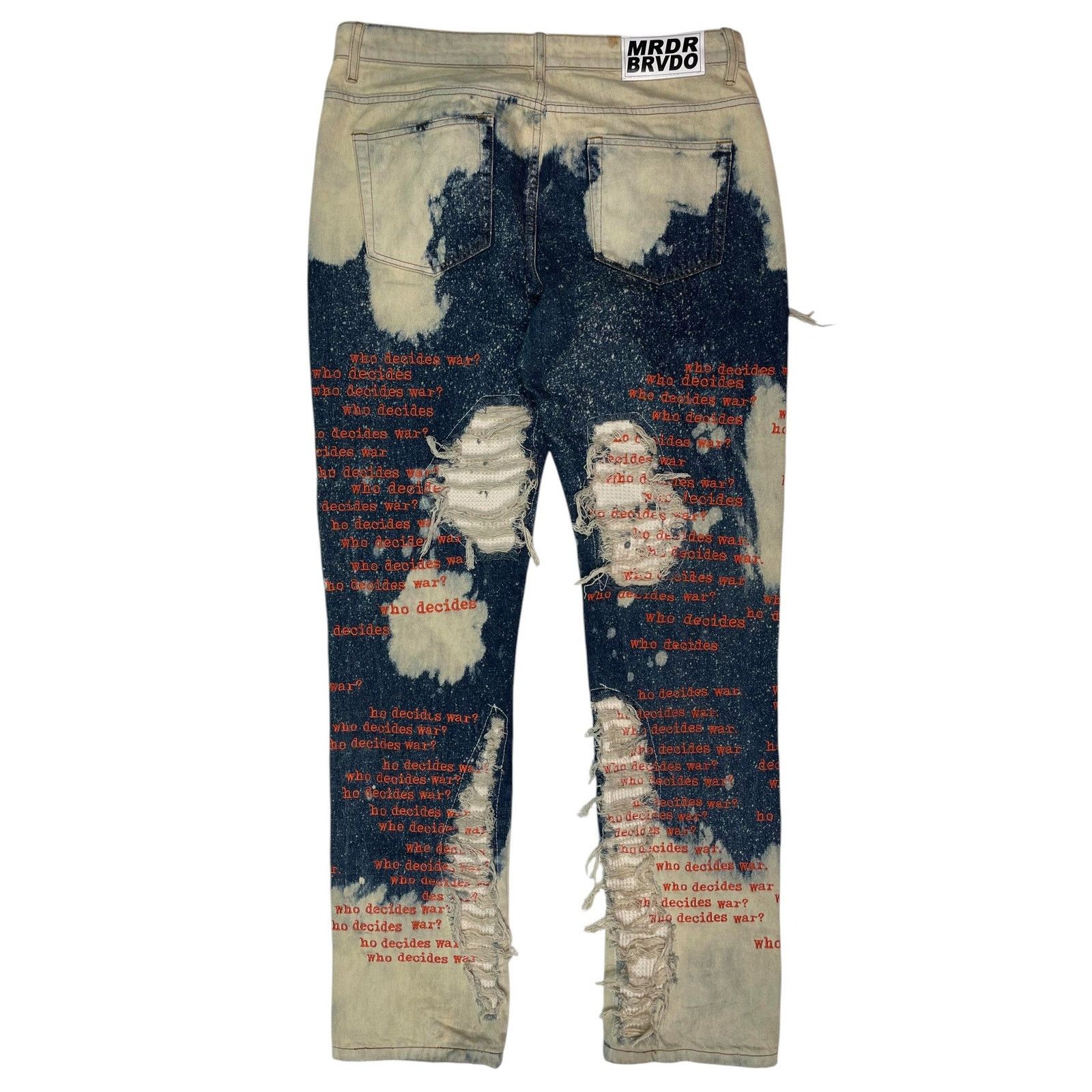 Who Decides War WDW Bleached Scripture Denim Dark Wash Jeans Size US 34 / EU 50 - 2 Thumbnail