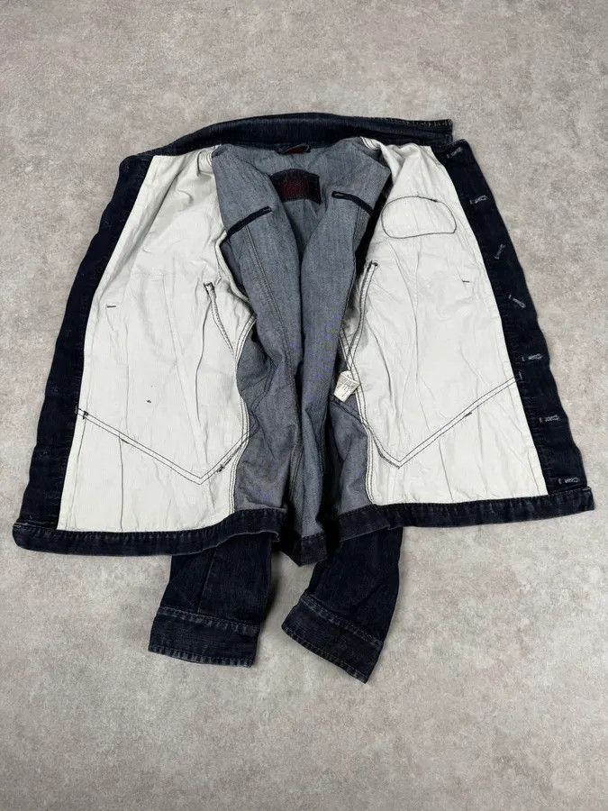 Marithe + Francois Girbaud AW2007 Marithé + François Girbaud Navy Structured Buttoned Patchwork Denim Jacket Size US M / EU 48-50 / 2 - 8 Thumbnail