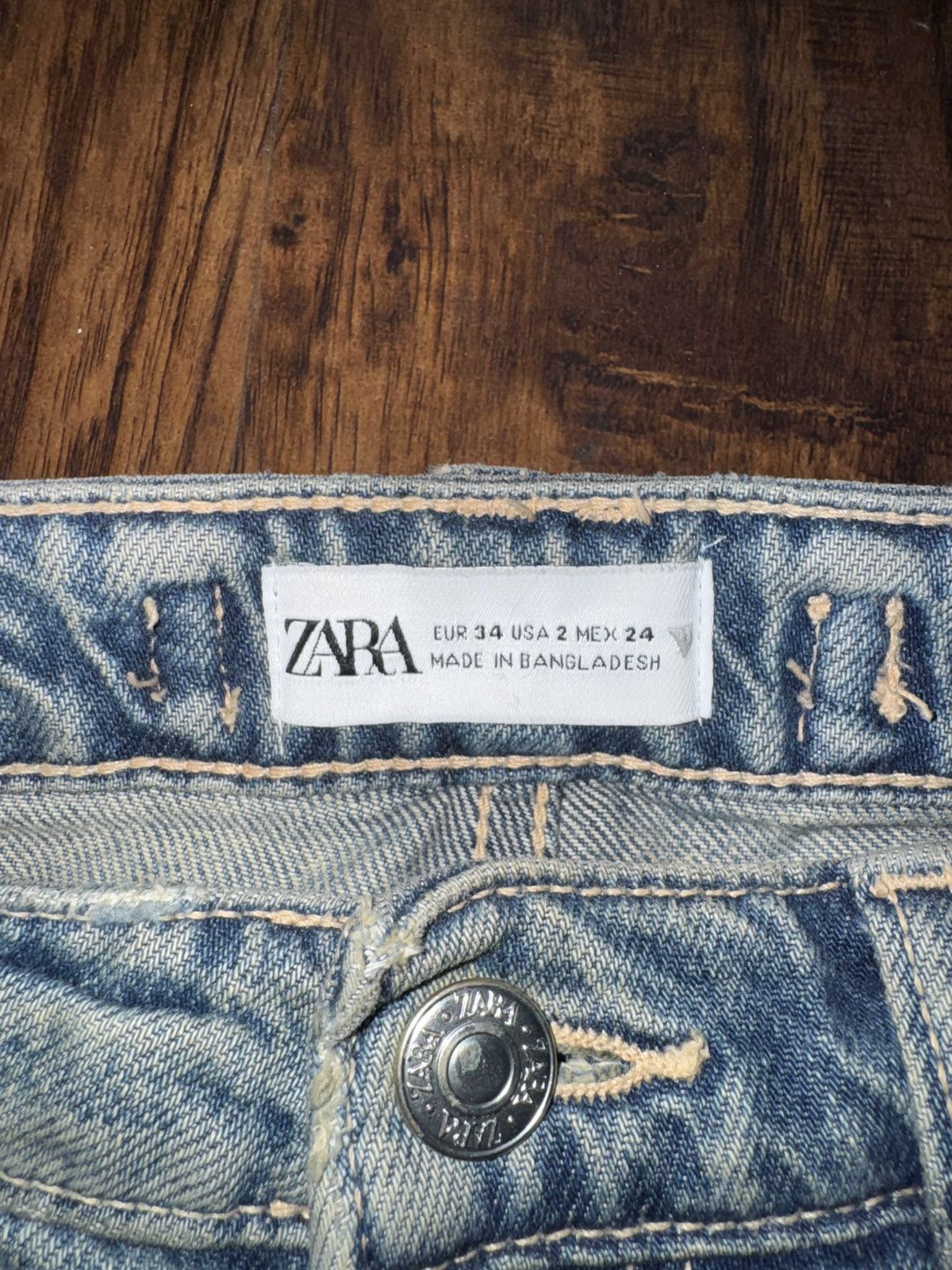 Zara Zara Blue Denim Cargo Pants Size 26" / US 2 / IT 38 - 4 Thumbnail