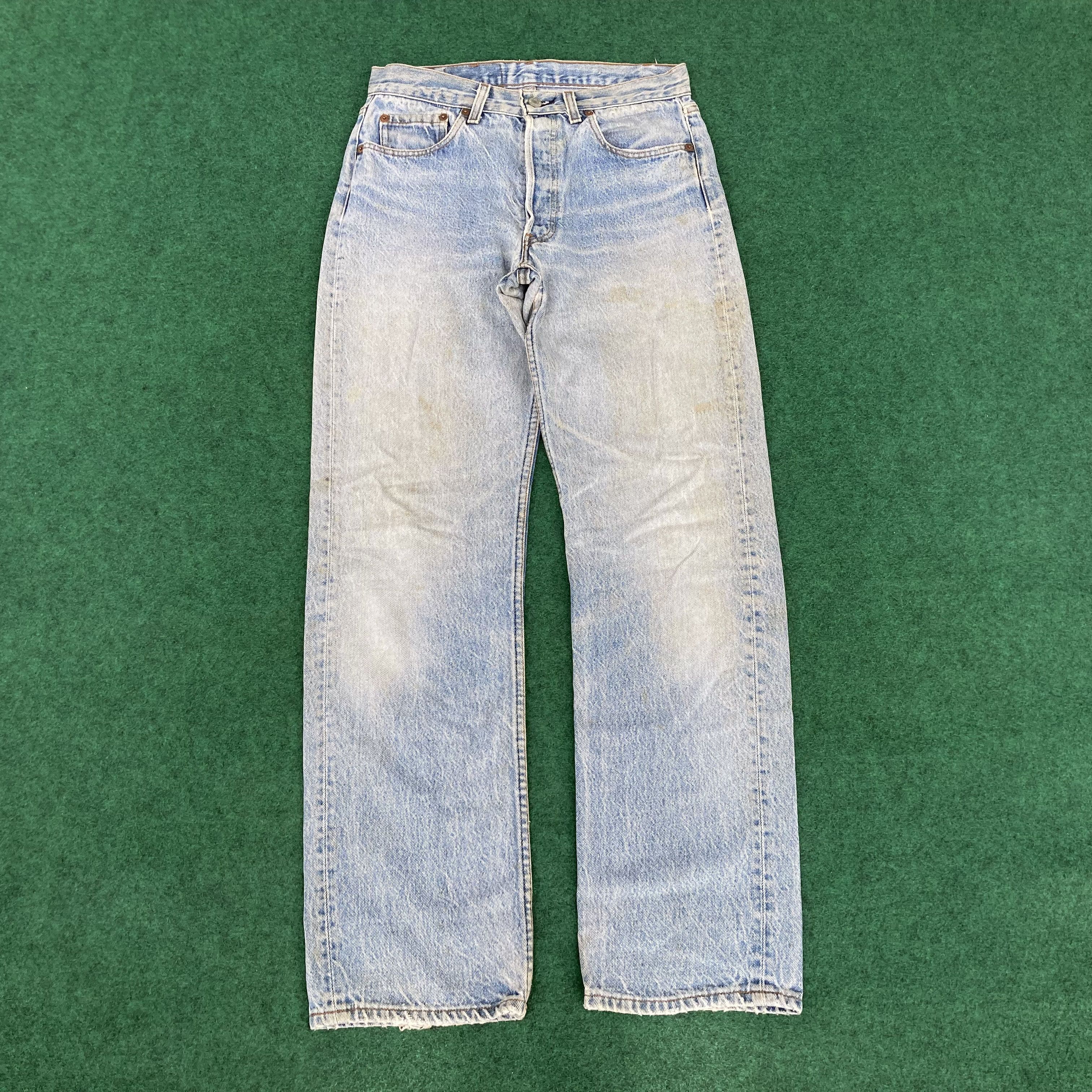 Levi's × Vintage 29x30.5 Vtg Levis 501 Distressed Destroy Ripped Grunge Jeans Size US 29 - 1 Thumbnail