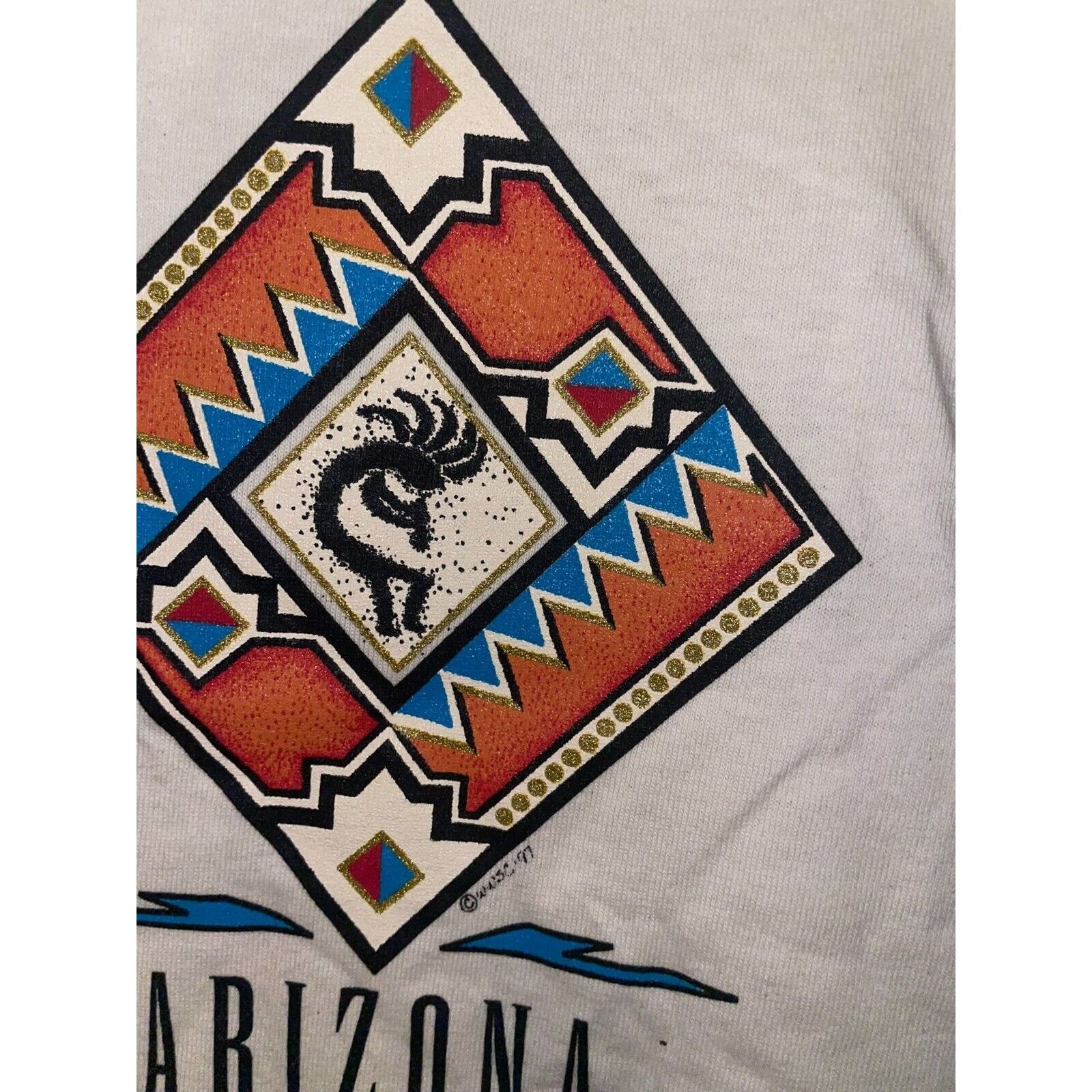 Jerzees Vintage Arizona Shirt Kokopelli Native American Beige L Tee Size US L / EU 52-54 / 3 - 4 Thumbnail