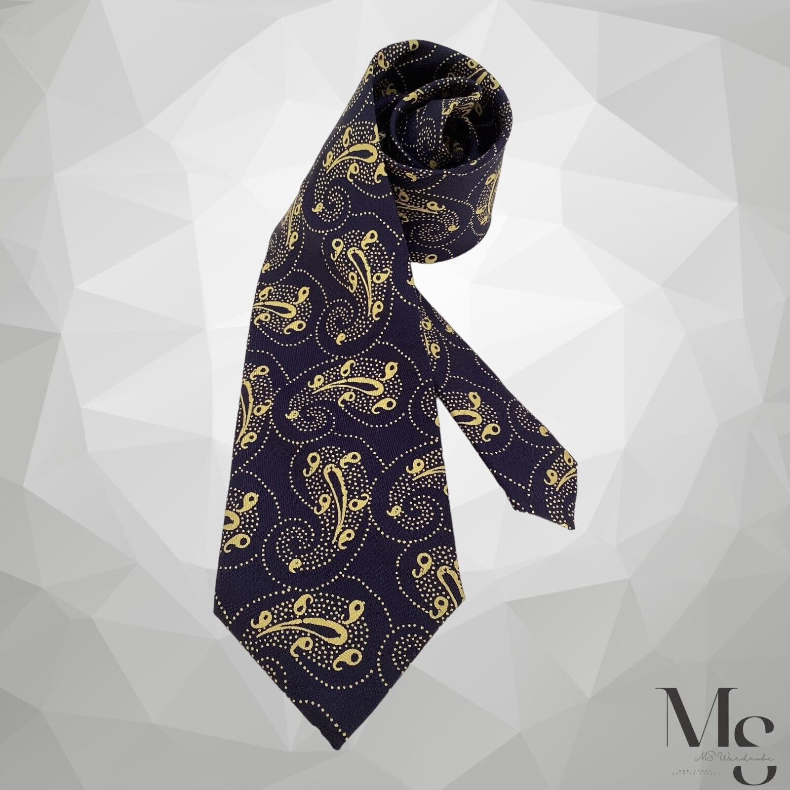 Turnbull & Asser TURNBULL & ASSER Navy Paisley Luxury Silk Tie Hand Made In E Size ONE SIZE - 1 Thumbnail