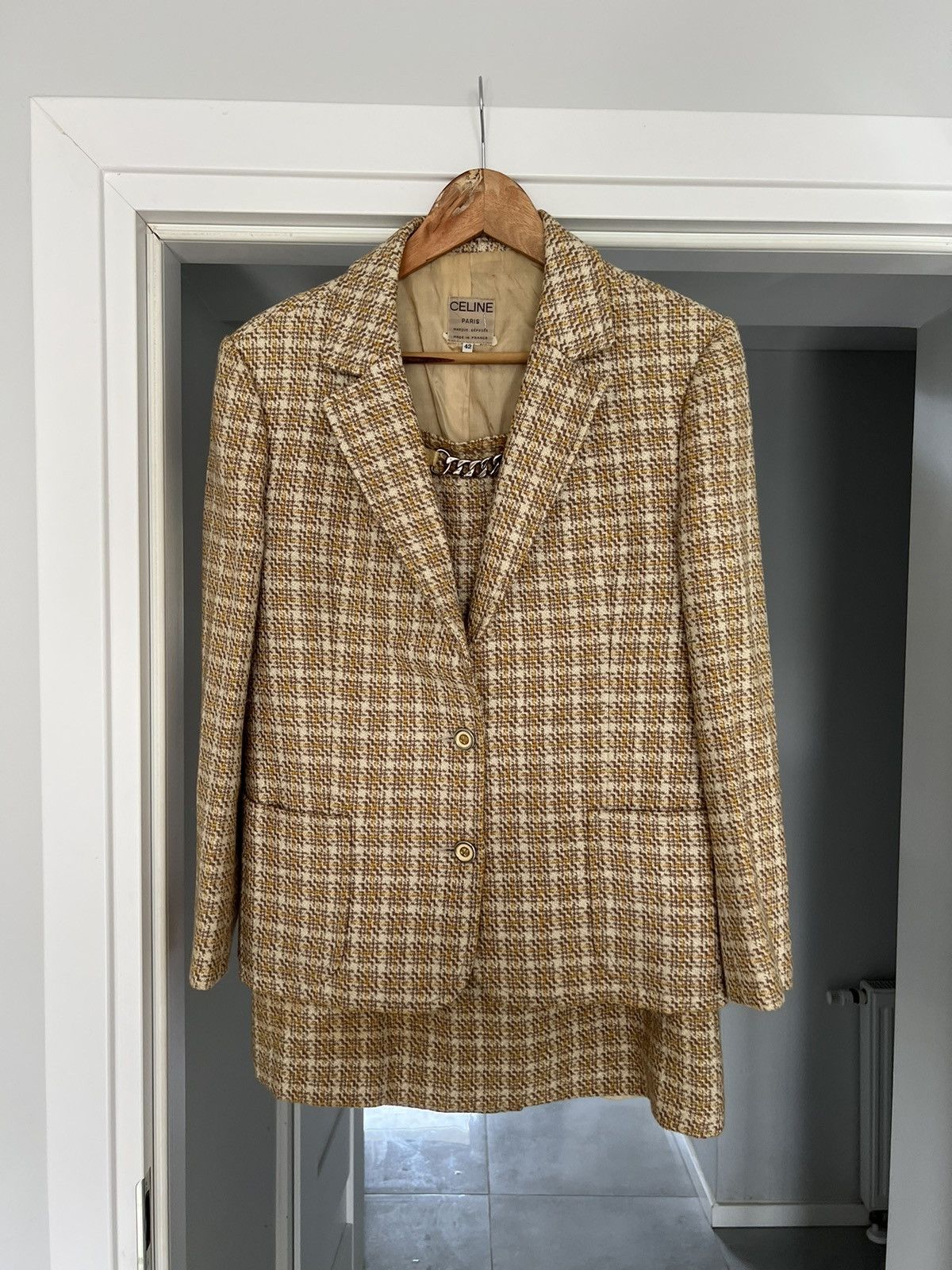 Celine Celine vintage tweed set jacket blazer and skirt Authentic | Grailed