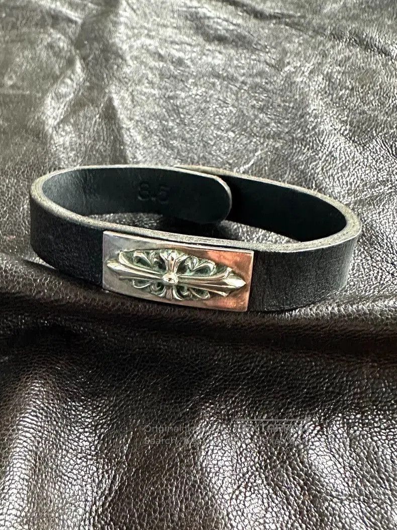 Chrome Hearts Chrome Hearts Black Leather Bracelet | Grailed