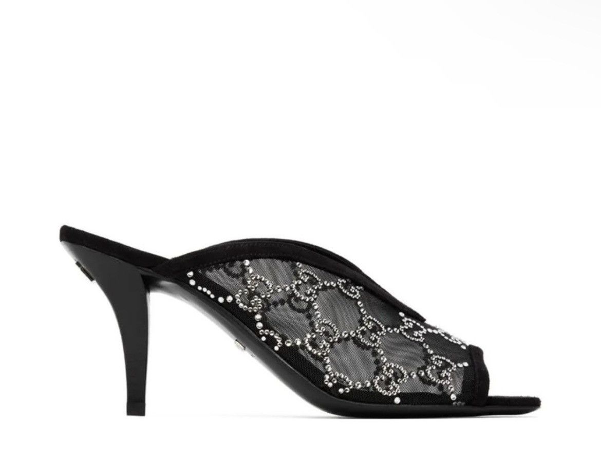 Gucci GUCCI Tela Retino Kid Scamosciato Crystal GG Monogram Slide Size US 5.5 / IT 35.5 - 2 Thumbnail