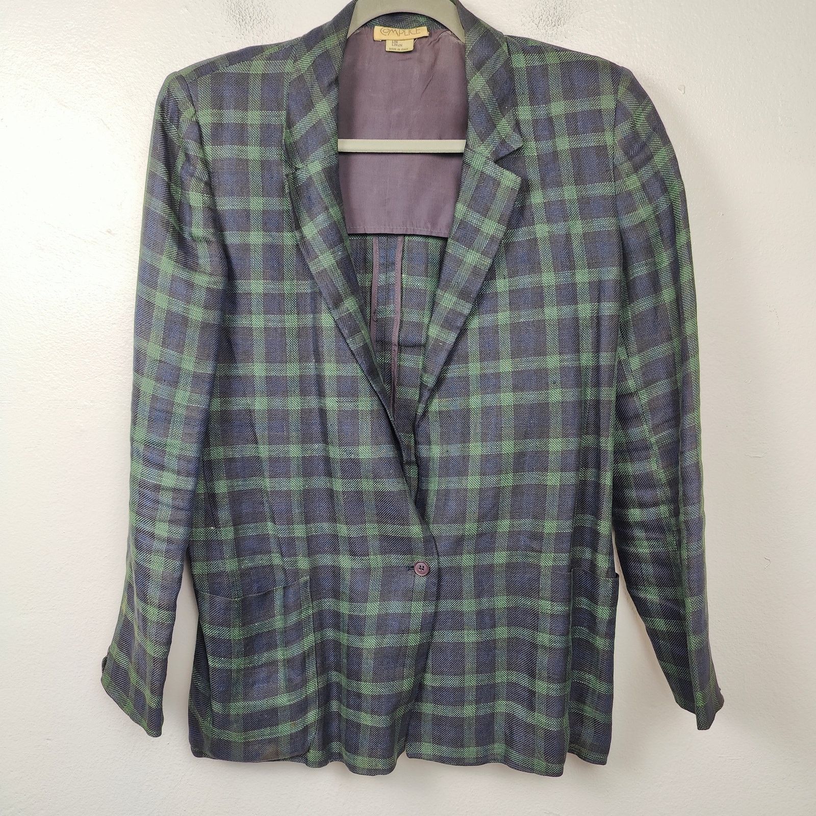 Other Vintage Complice Linen Blazer Womens Medium Green Blue Size M / US 6-8 / IT 42-44 - 1 Thumbnail