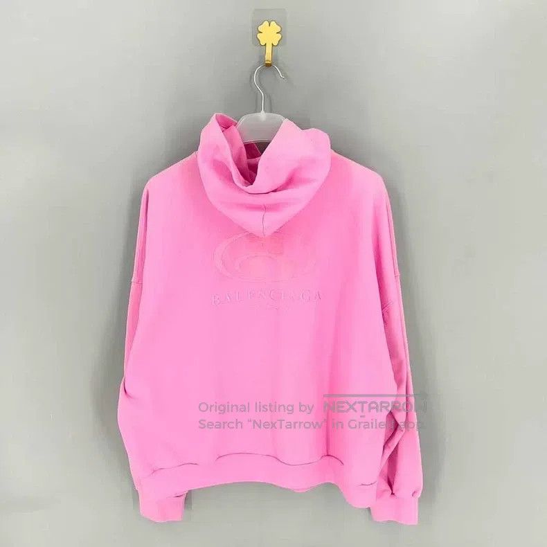 Balenciaga Balenciaga Pink Embroidered Logo Sweatshirt Size US L / EU 52-54 / 3 - 2 Thumbnail