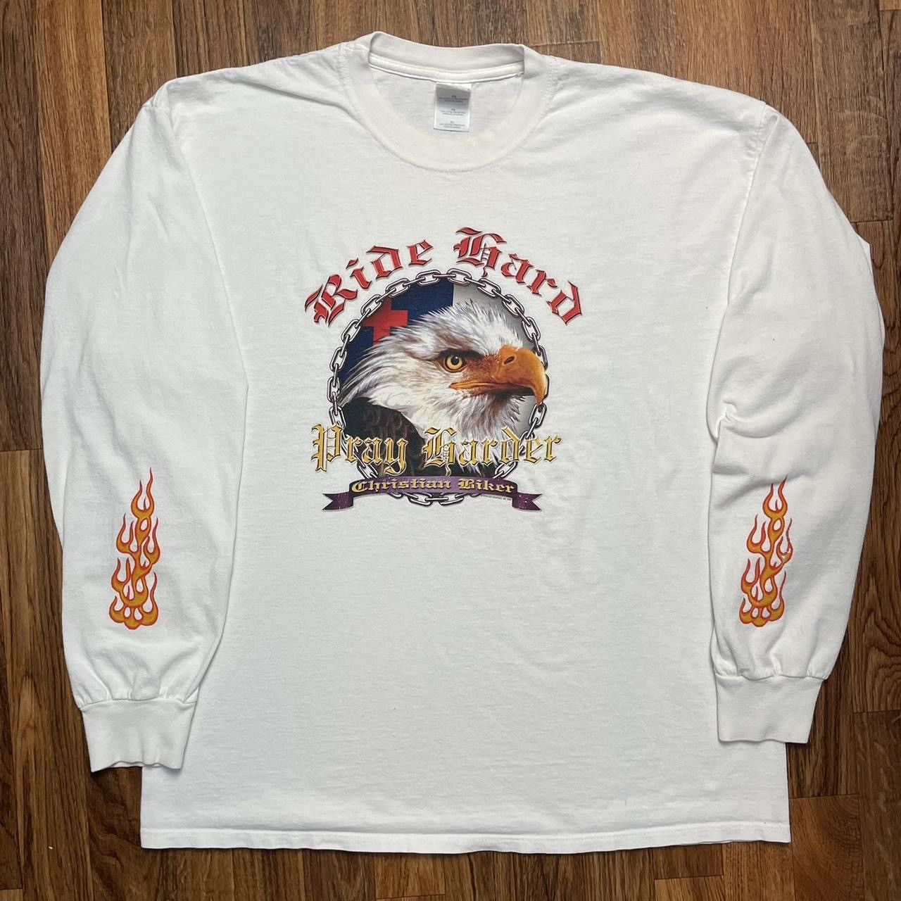 Vintage Vintage Christian Biker Shirt White XL 2003 Ride Hard Pray Size US XL / EU 56 / 4 - 1 Thumbnail