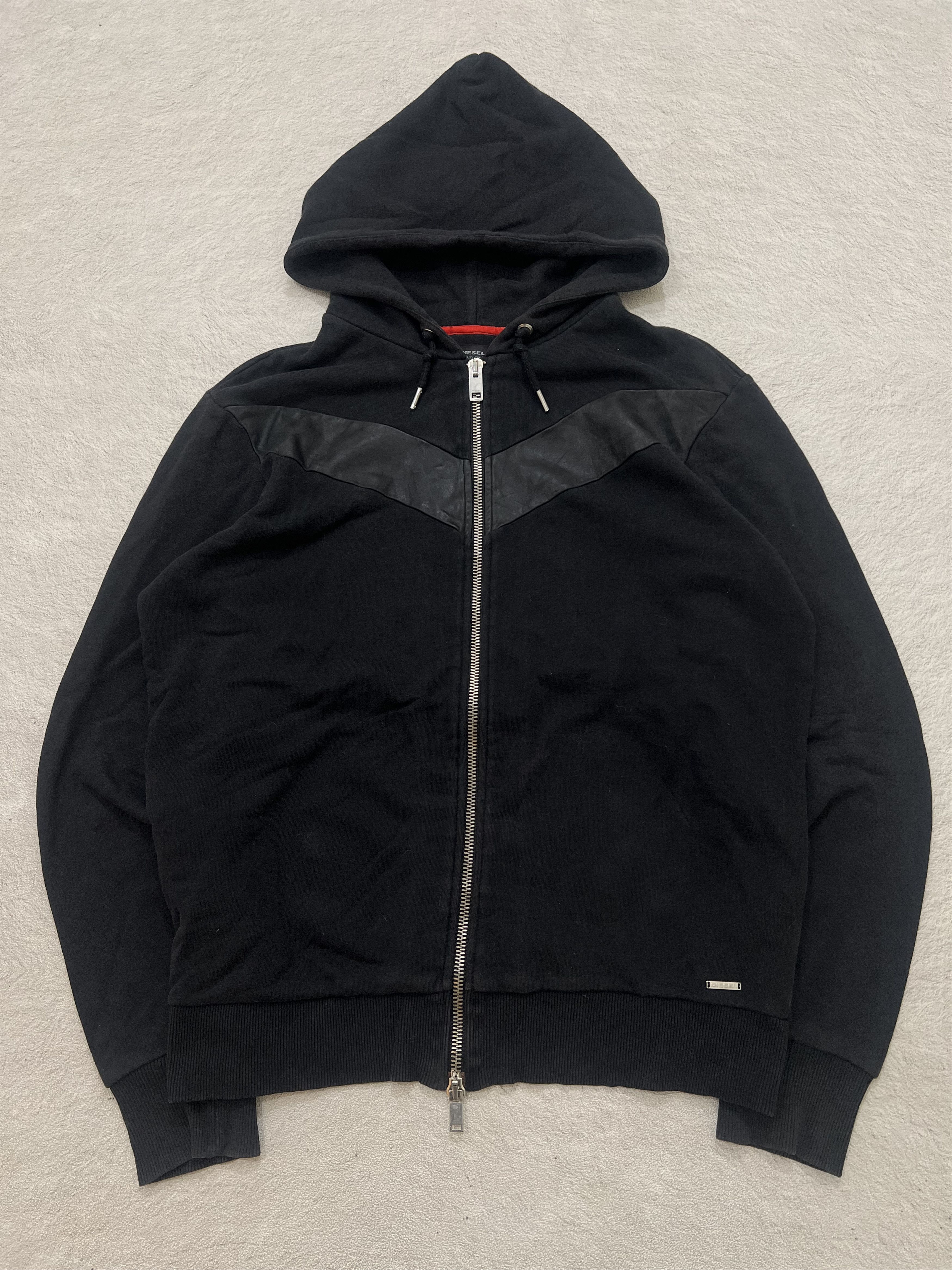 Diesel 2000s Diesel Timeless Lamb Skin Leather Hybrid Zip Hoddie Size US XL / EU 56 / 4 - 1 Thumbnail