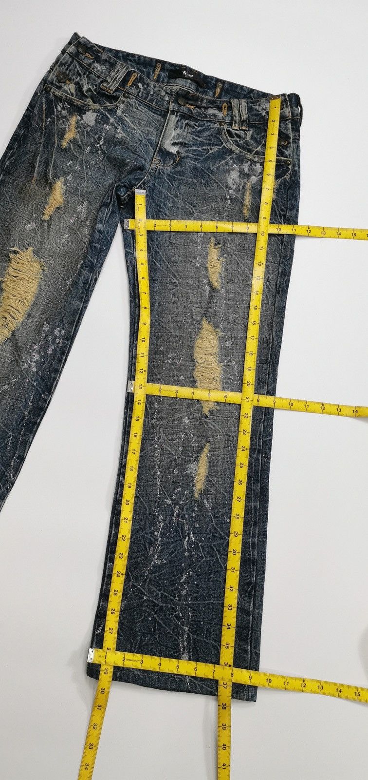 Tornado Mart Midas Japan Silver Paint Distressed Denim Jeans Size US 32 / EU 48 - 13 Thumbnail