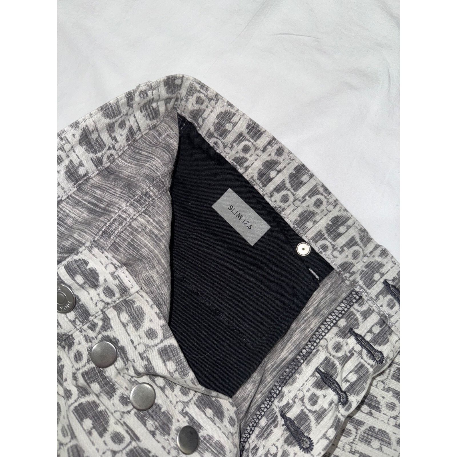 Dior Dior Oblique Monogram Logo Slim 17.5 Jeans Grey Black Denim Size US 32 / EU 48 - 13 Thumbnail