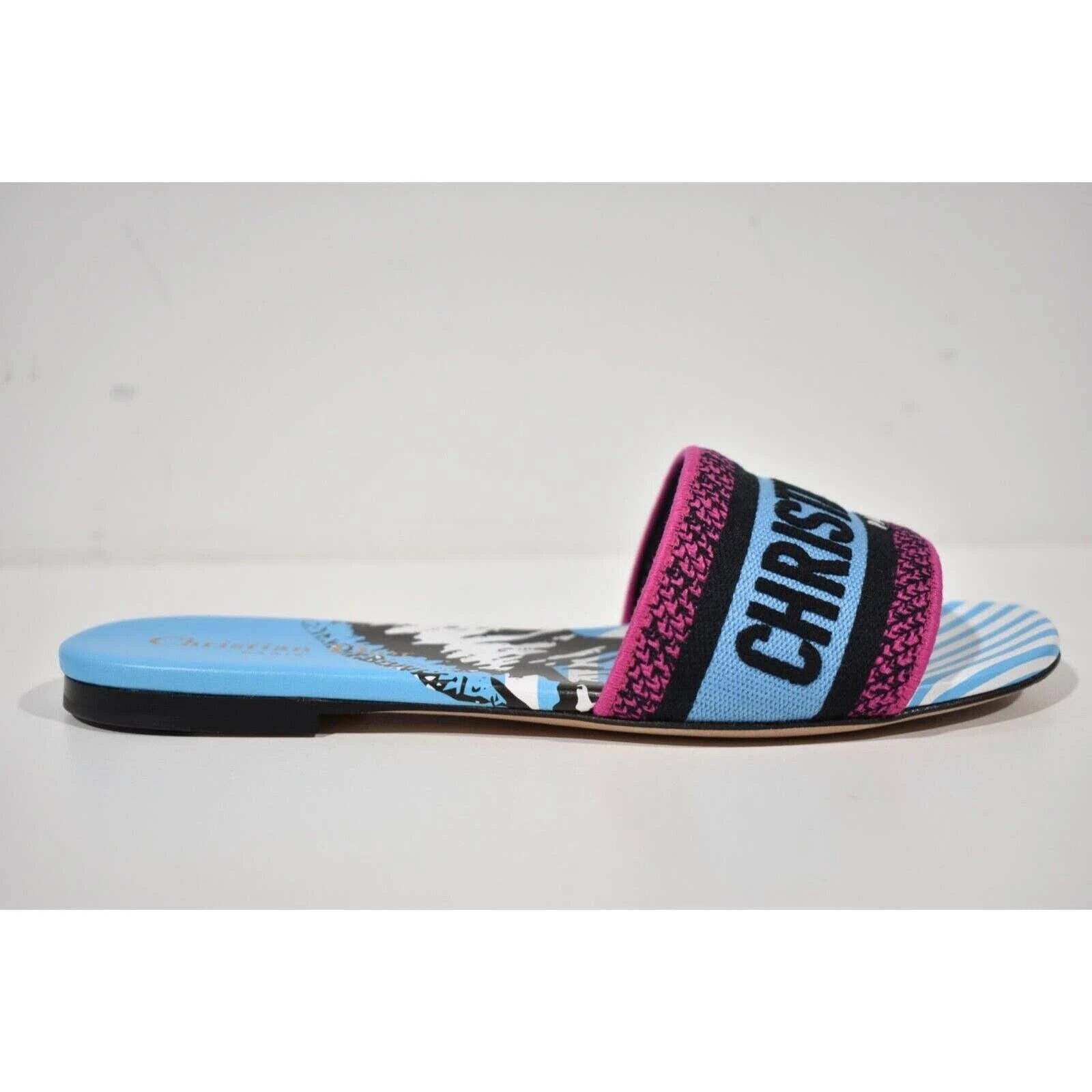Dior Dway D Jungle Embroidered Logo Slide Flat Sandal 42 Size US 12 / IT 42 - 4 Thumbnail