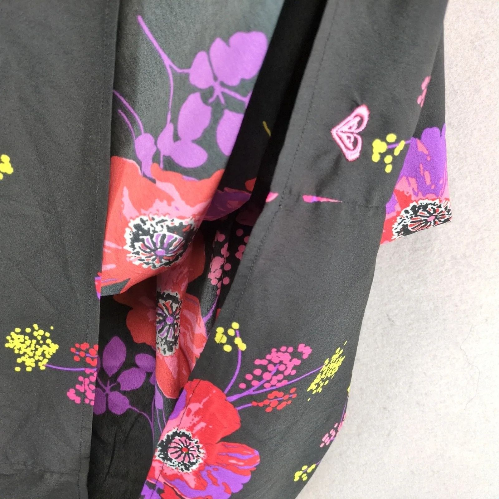 Other Roxy Love Seeker Black Floral Tank Babydoll HiLow Mini Dress Size L / US 10 / IT 46 - 10 Thumbnail