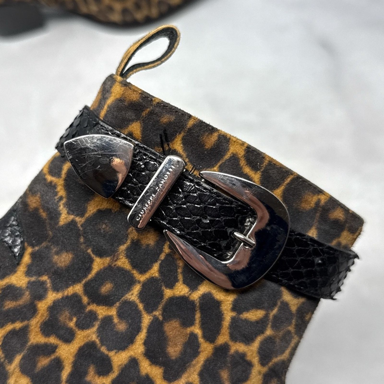 Giuseppe Zanotti Giuseppe Zanotti Leopard Suede Snakeskin Leather Ankle Boots Size US 7.5 / IT 37.5 - 6 Thumbnail