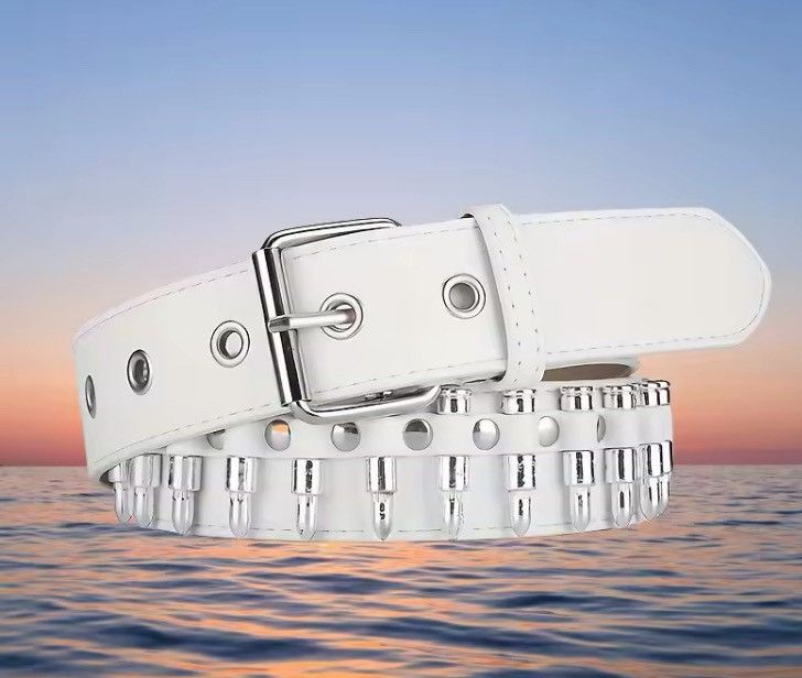Japanese Brand White Bullet studded belt Size ONE SIZE - 2 Thumbnail