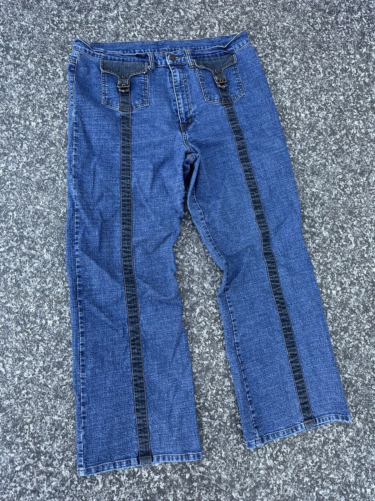 B.U.M Equipment × Vintage Vintage 90s Bum Equipment Denim Buckle Strap Jeans USA Baggy Size 34" / US 12 / IT 48 - 3 Thumbnail