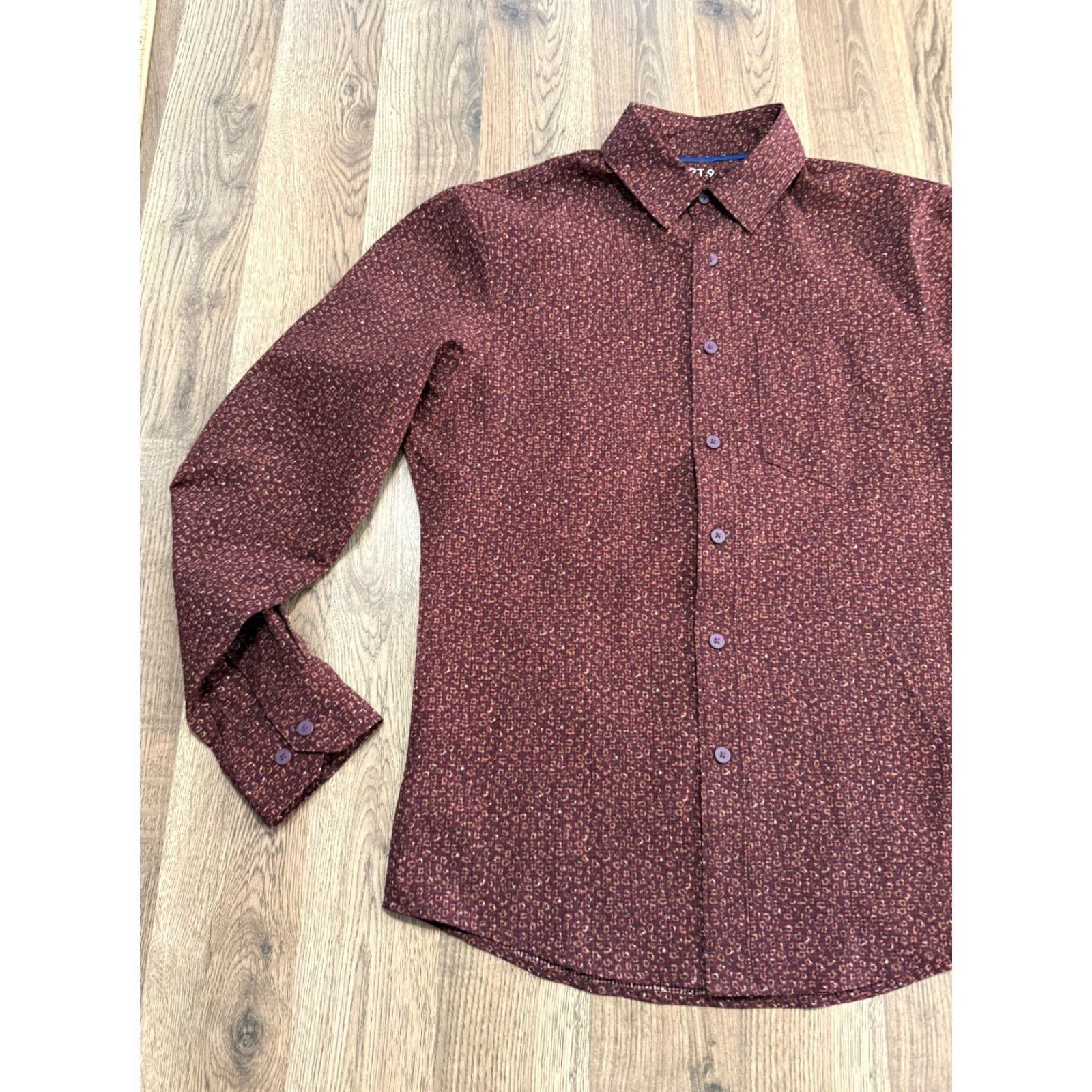 Apt. 9 APT. 9 Shirt Men Slim Fit Brown Long Sleeve Button-Up Shirt Small Size US S / EU 44-46 / 1 - 4 Thumbnail