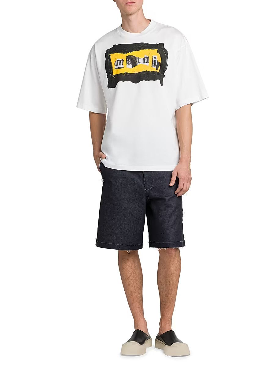 Marni o1f1d3z0326 Collage Logo Oversized T-Shirt in White Size US S / EU 44-46 / 1 - 2 Thumbnail