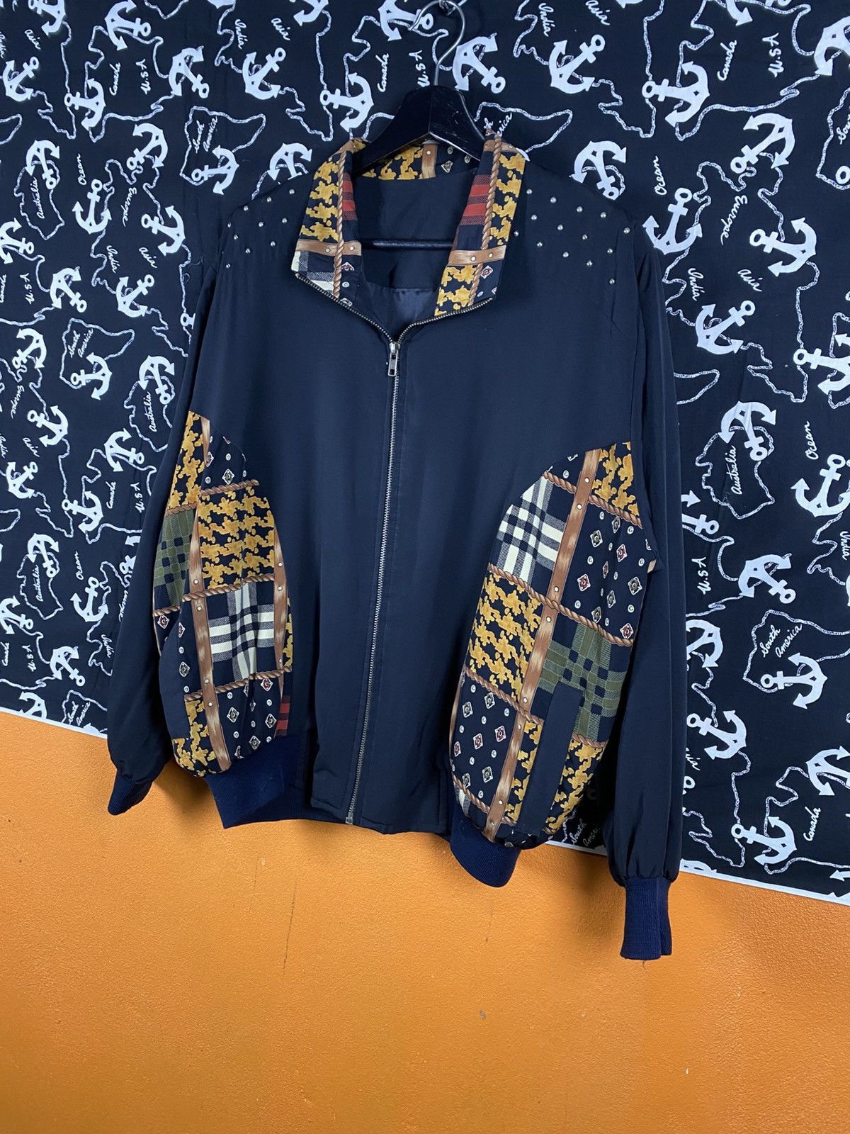 Vintage Vintage Patchwork Bomber Jacket with Zip Front Ribbed Cuffs Size US L / EU 52-54 / 3 - 4 Thumbnail