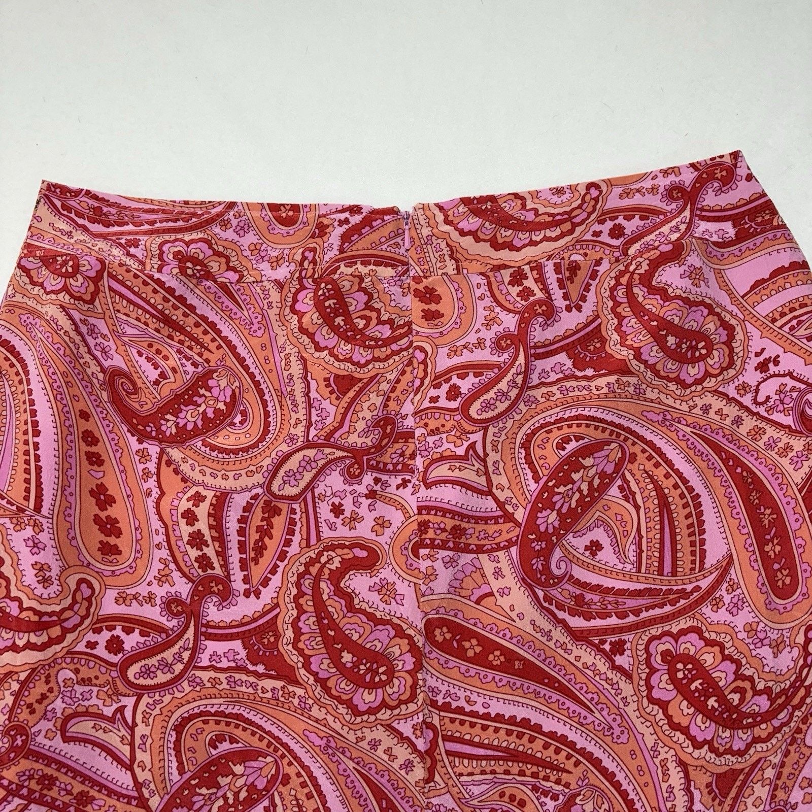 Other Worthington 14 Silk Mini Pencil Skirt Pink Paisley Slit Back Size 36" / US 14 / IT 50 - 6 Thumbnail