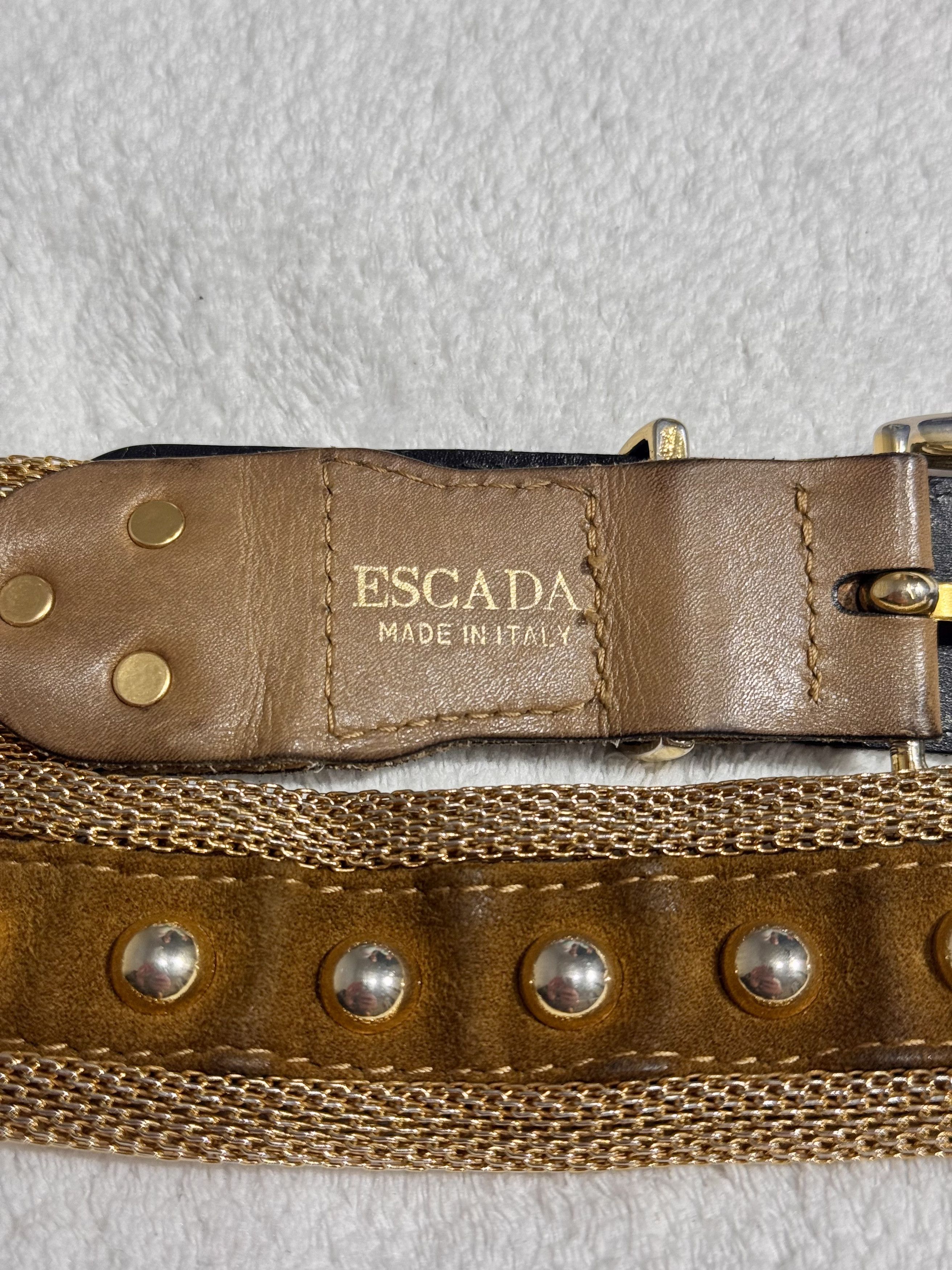 Escada Vintage Escada Bronze Mesh Chainmail Belt with Studs 1980s Size ONE SIZE - 2 Thumbnail