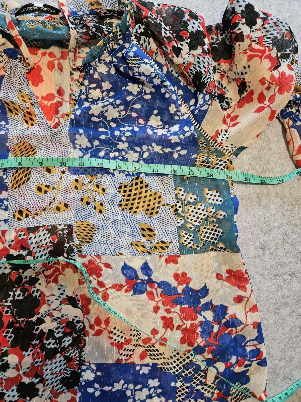 Other Creative Collextions NWT Patchwork Style Sheer Blouse Size XS / US 0-2 / IT 36-38 - 6 Thumbnail