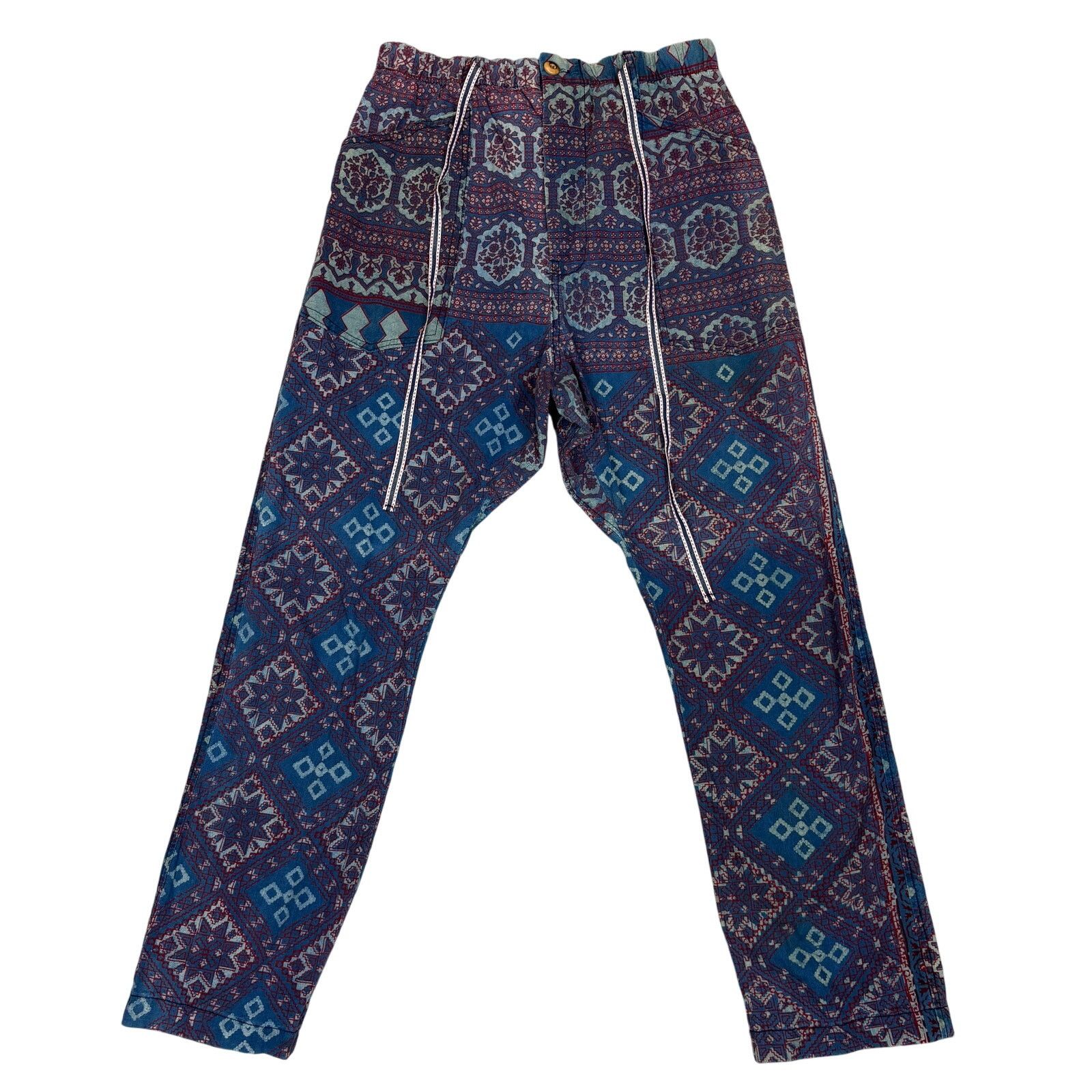 Dr. Collectors Dr. Collectors P23 Ajrakh Burgundy Indigo Print D Pants Med Size US 30 / EU 46 - 1 Thumbnail